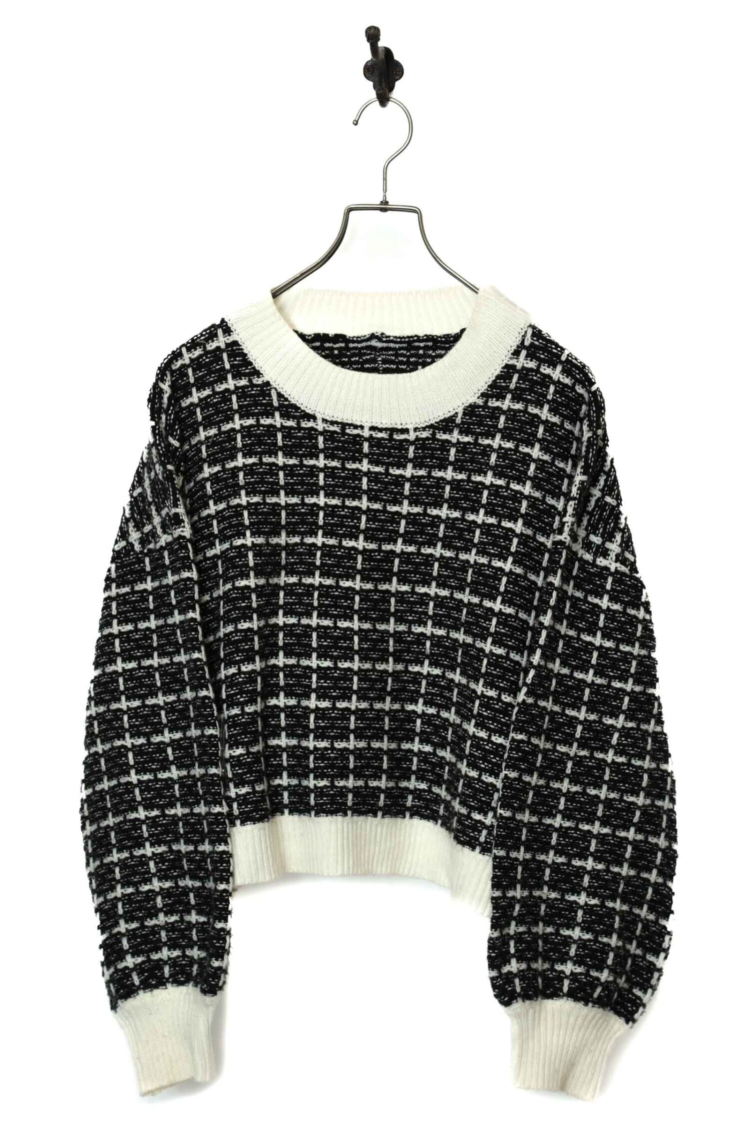 VINTAGE PATTERN SHORT KNITED SWEATER/L