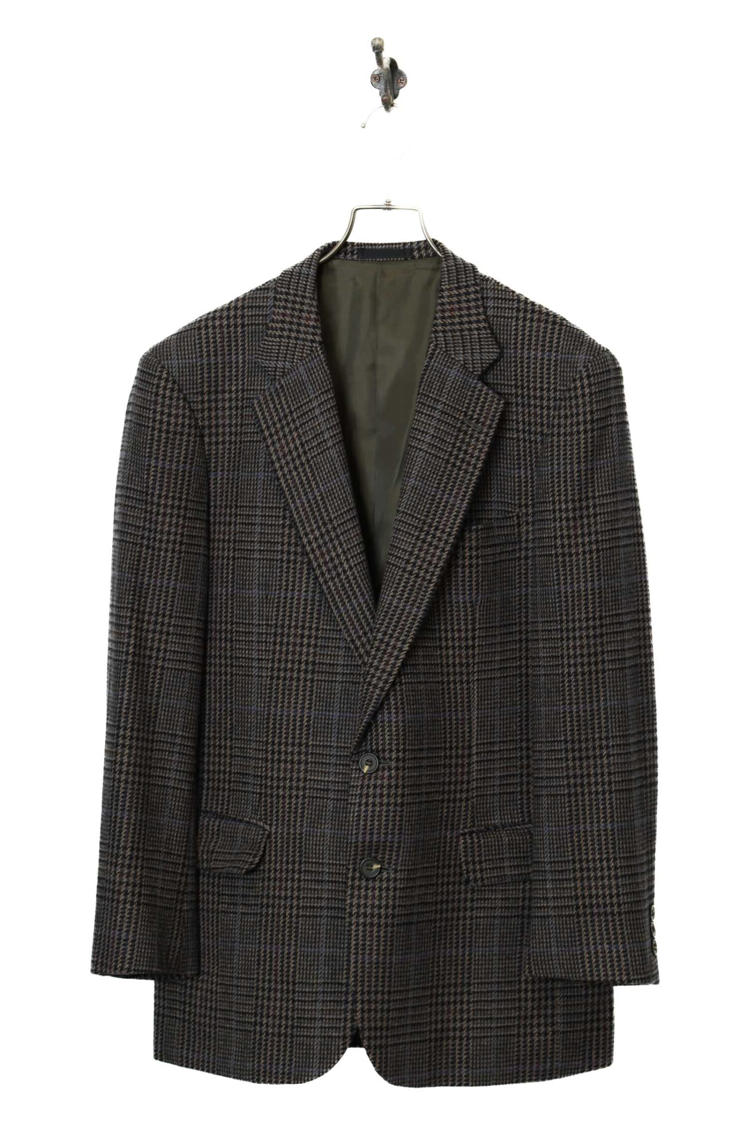 USED WOOL CHECK TAILORED JACKET/BOTANY 500/L