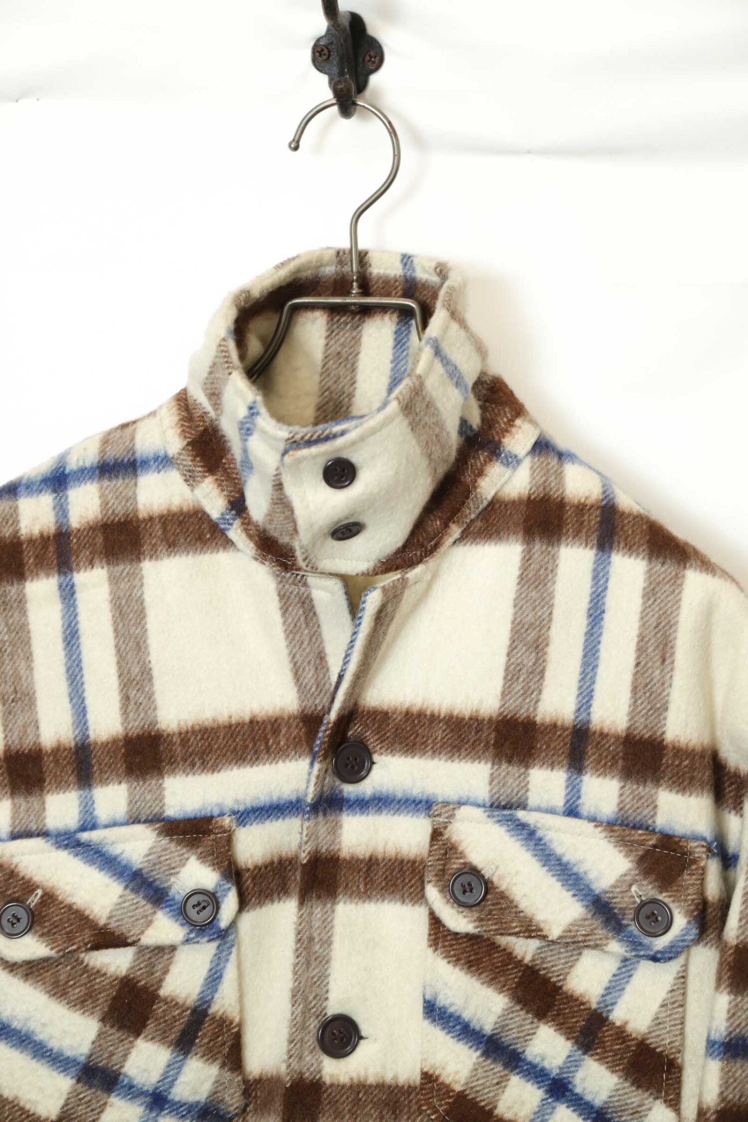 Alternative view of VINTAGE WOOLY CHECK PATTERN STAND COLLAR JACKET/M
