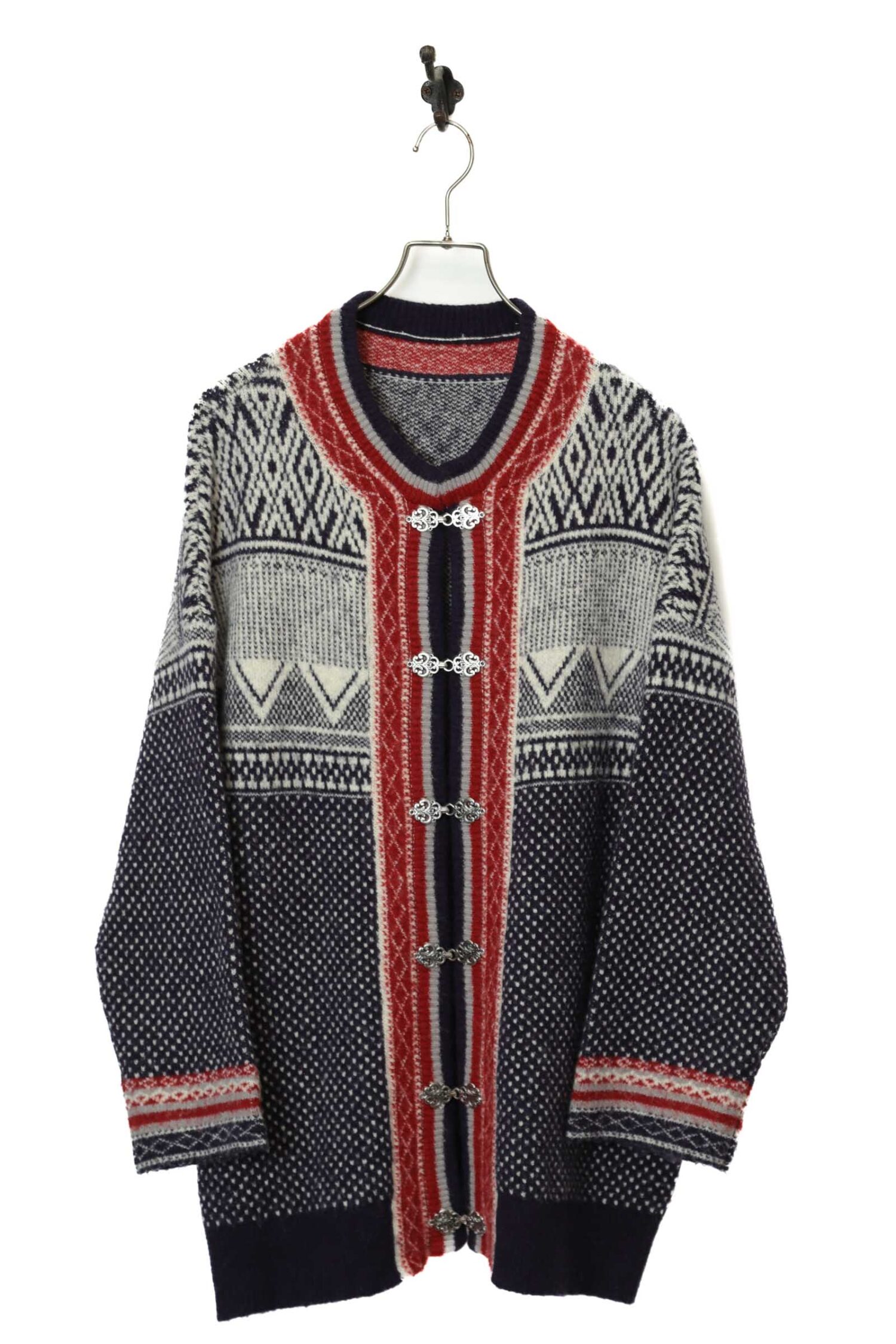 VINTAGE PATTERN KNITED CARDIGAN/XL