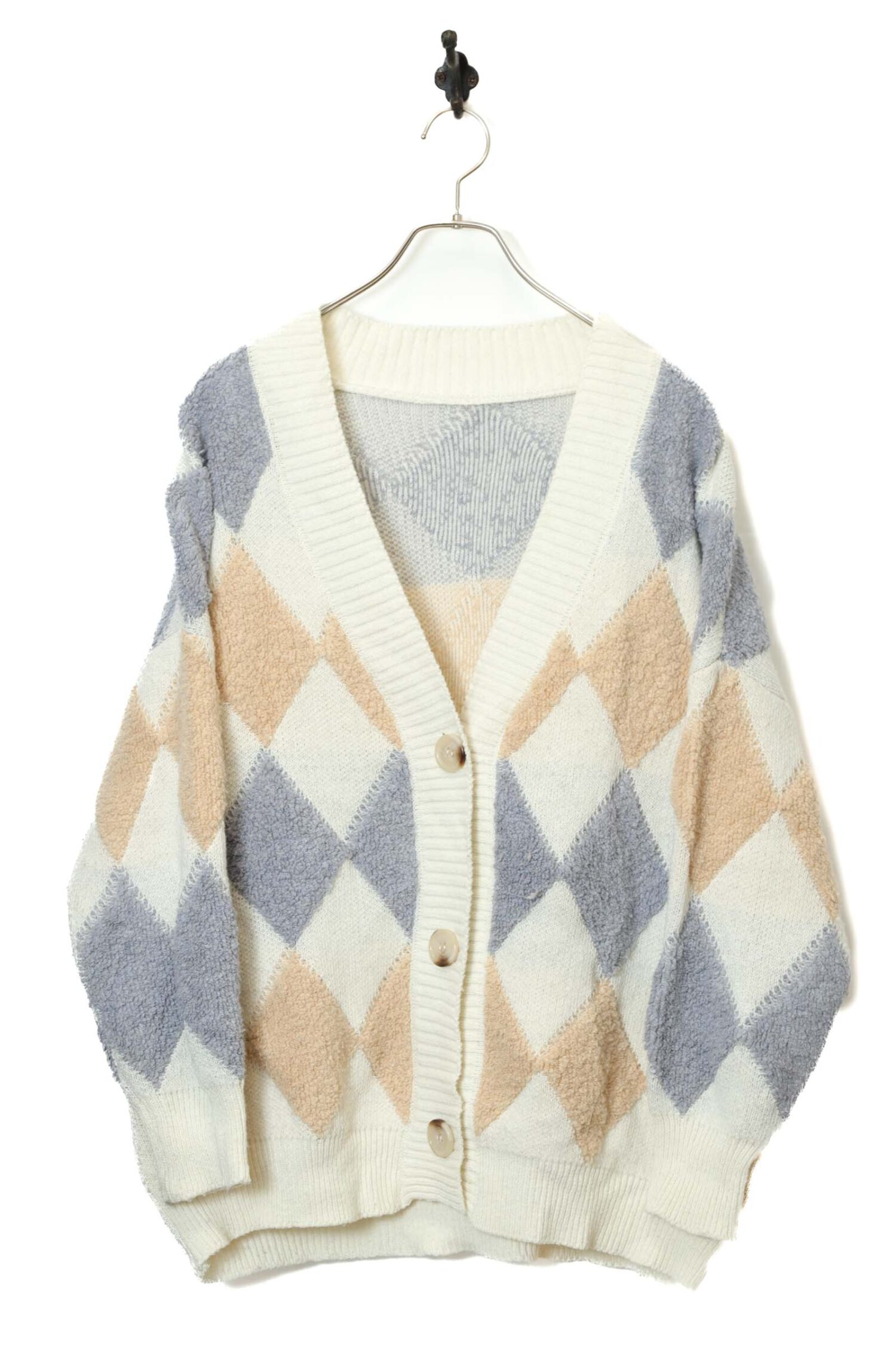 VINTAGE PATTERN KNITED CARDIGAN/XL