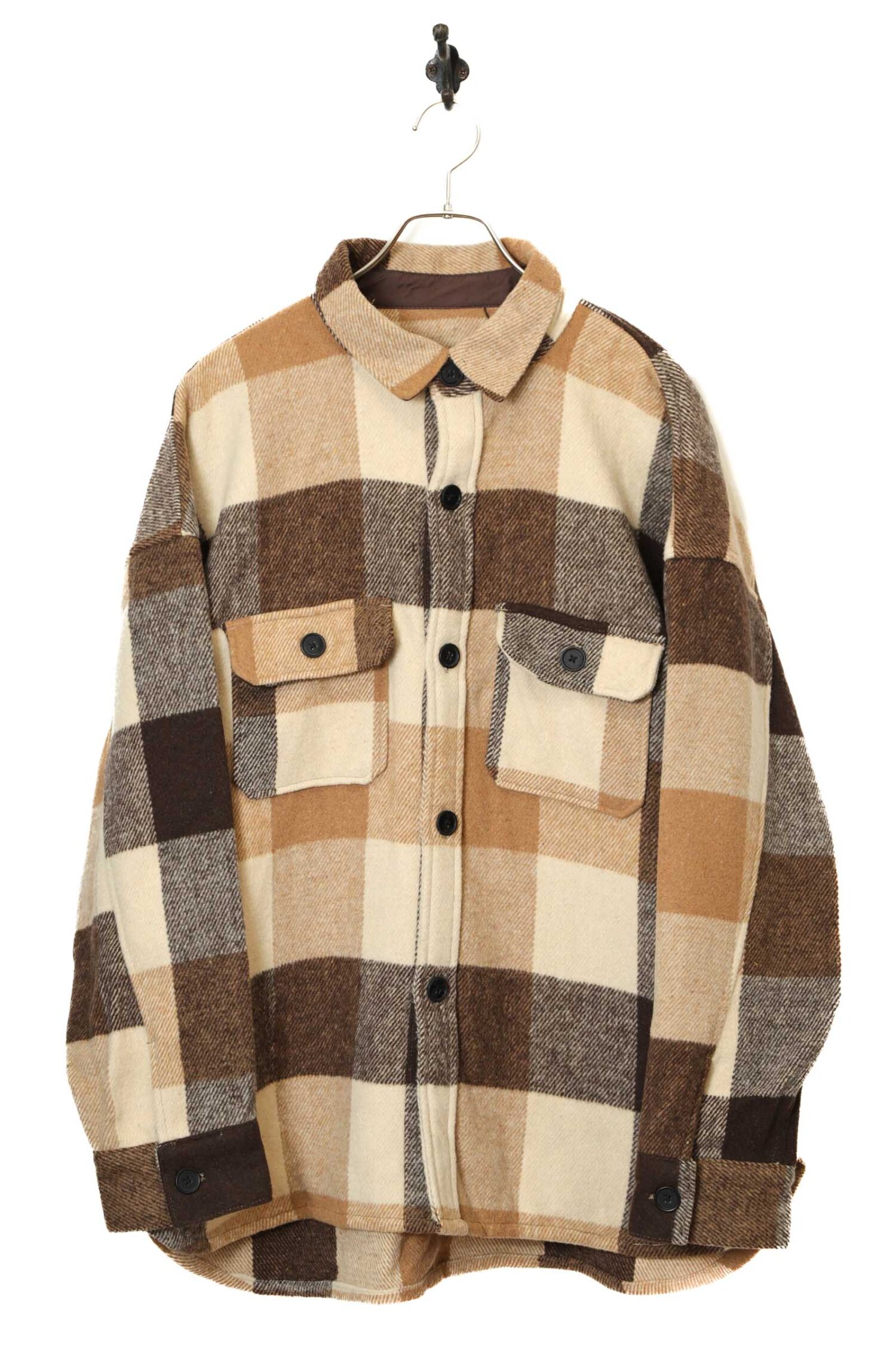VINTAGE WOOLY CHECK PATTERN CPO JACKET/XL