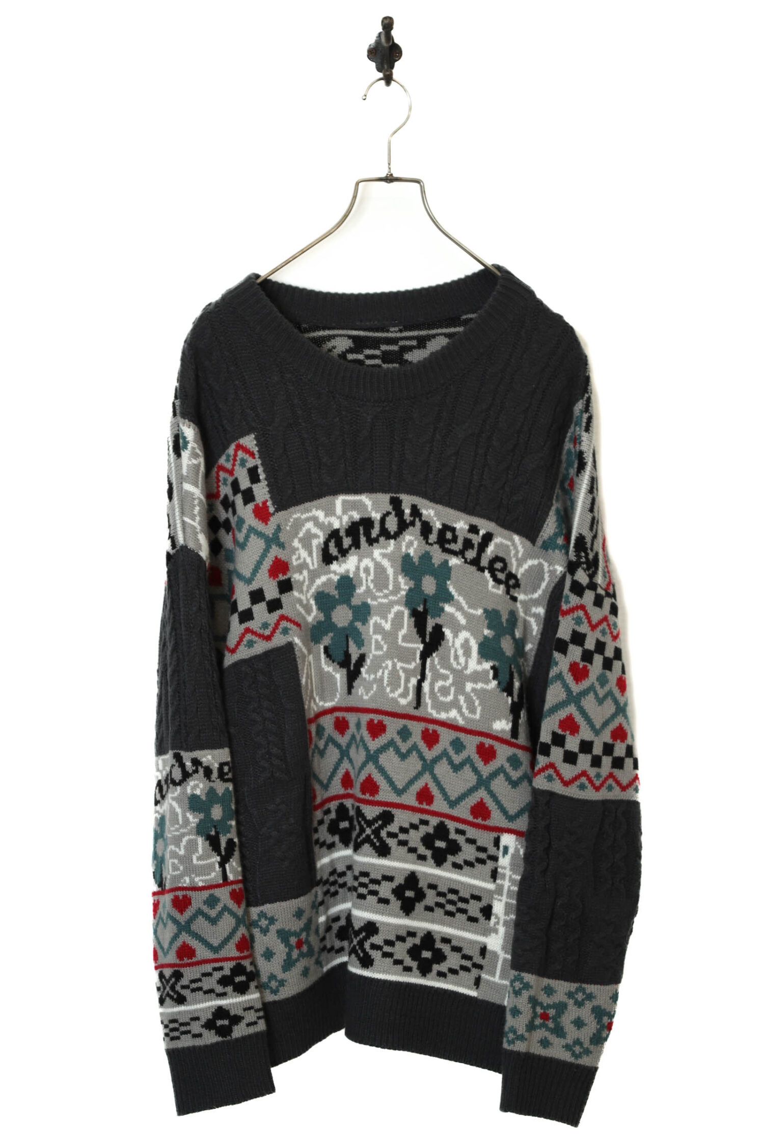 VINTAGE PATTERN KNITED SWEATER/XL