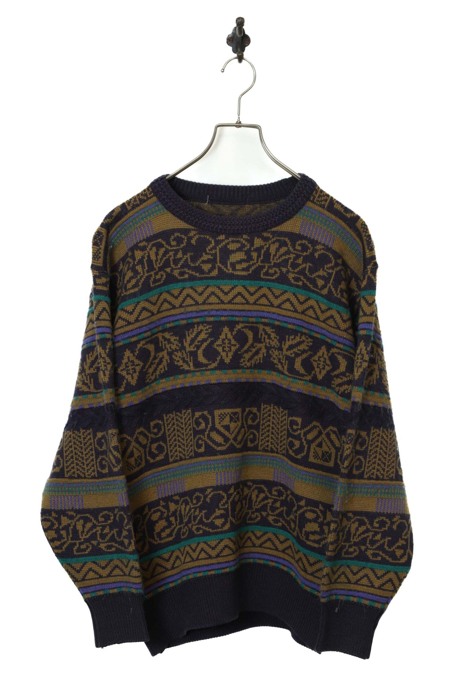 VINTAGE PATTERN KNITED SWEATER/L