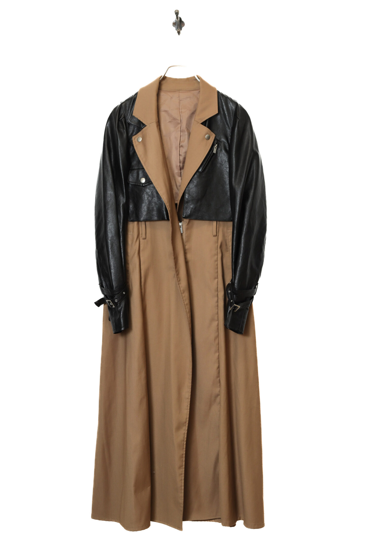 VINTAGE DESIGN FAKE LEATHER COAT/S