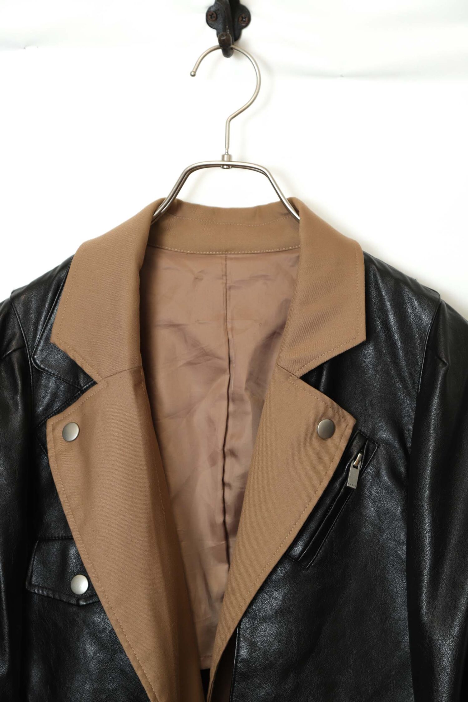 Alternative view of VINTAGE DESIGN FAKE LEATHER COAT/S