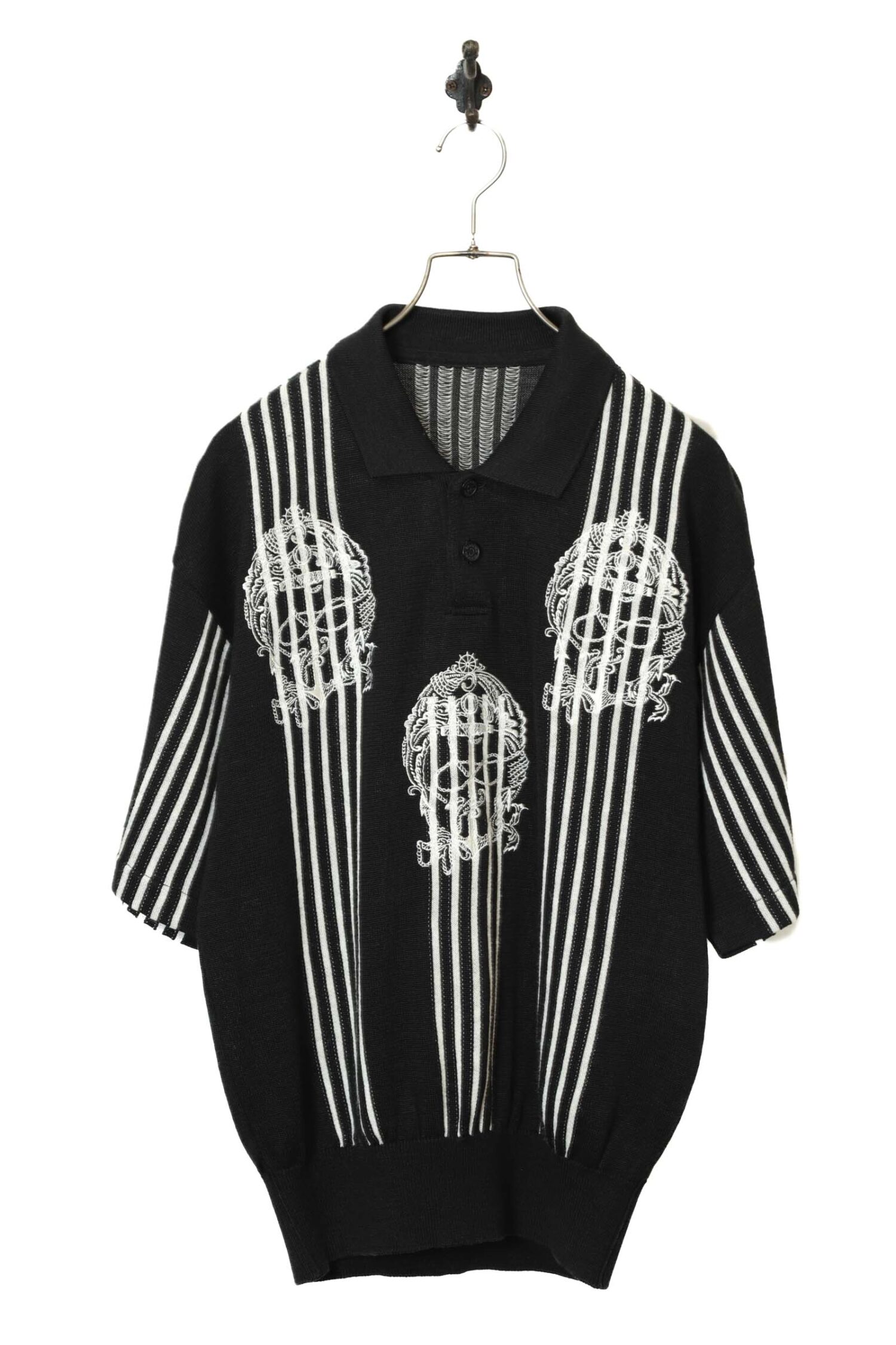 VINTAGE KNITED POLO SHIRT/M