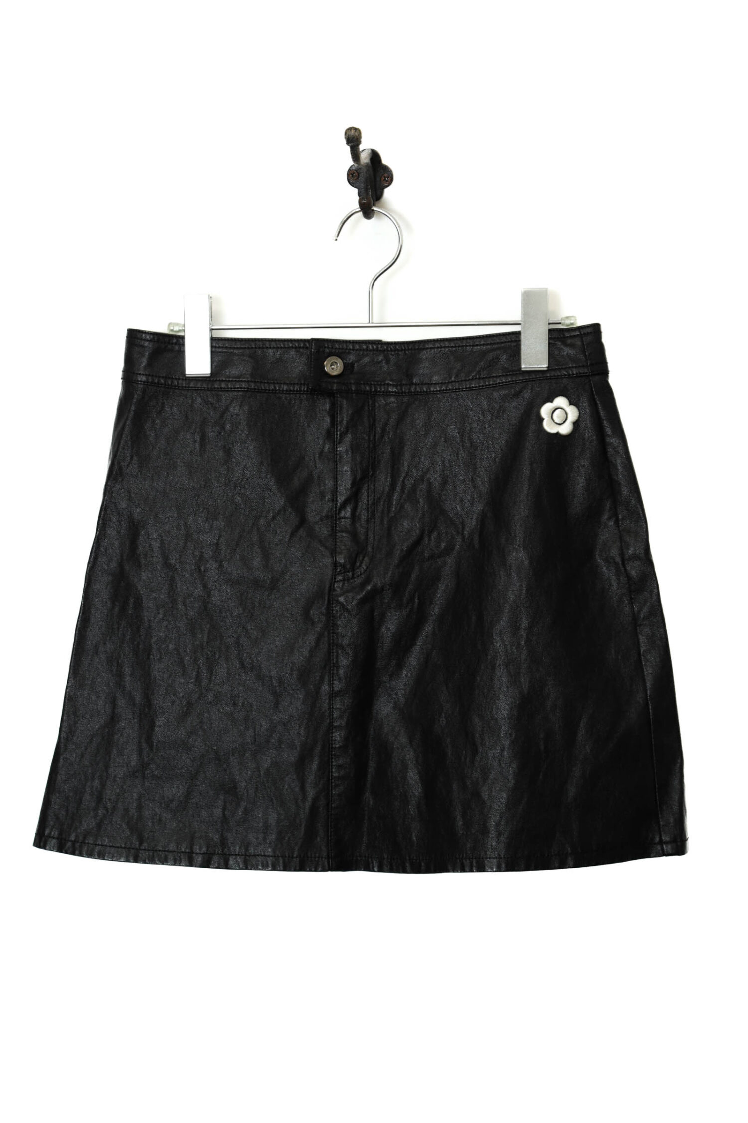 USED MARY QUANT FAKE LEATHER SKIRT/W70