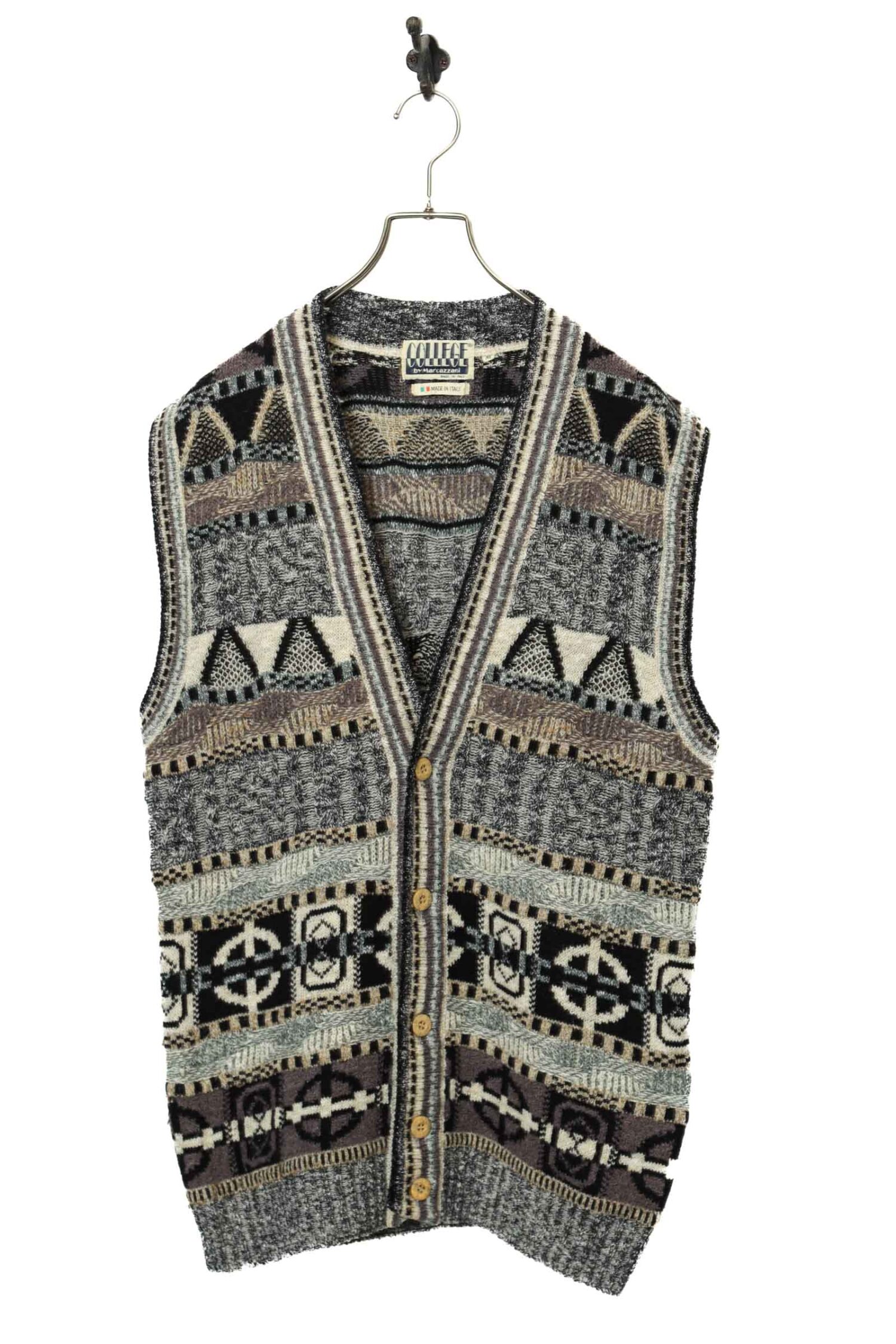 VINTAGE PATTERNED KNITED VEST/MADE IN ITALY/L