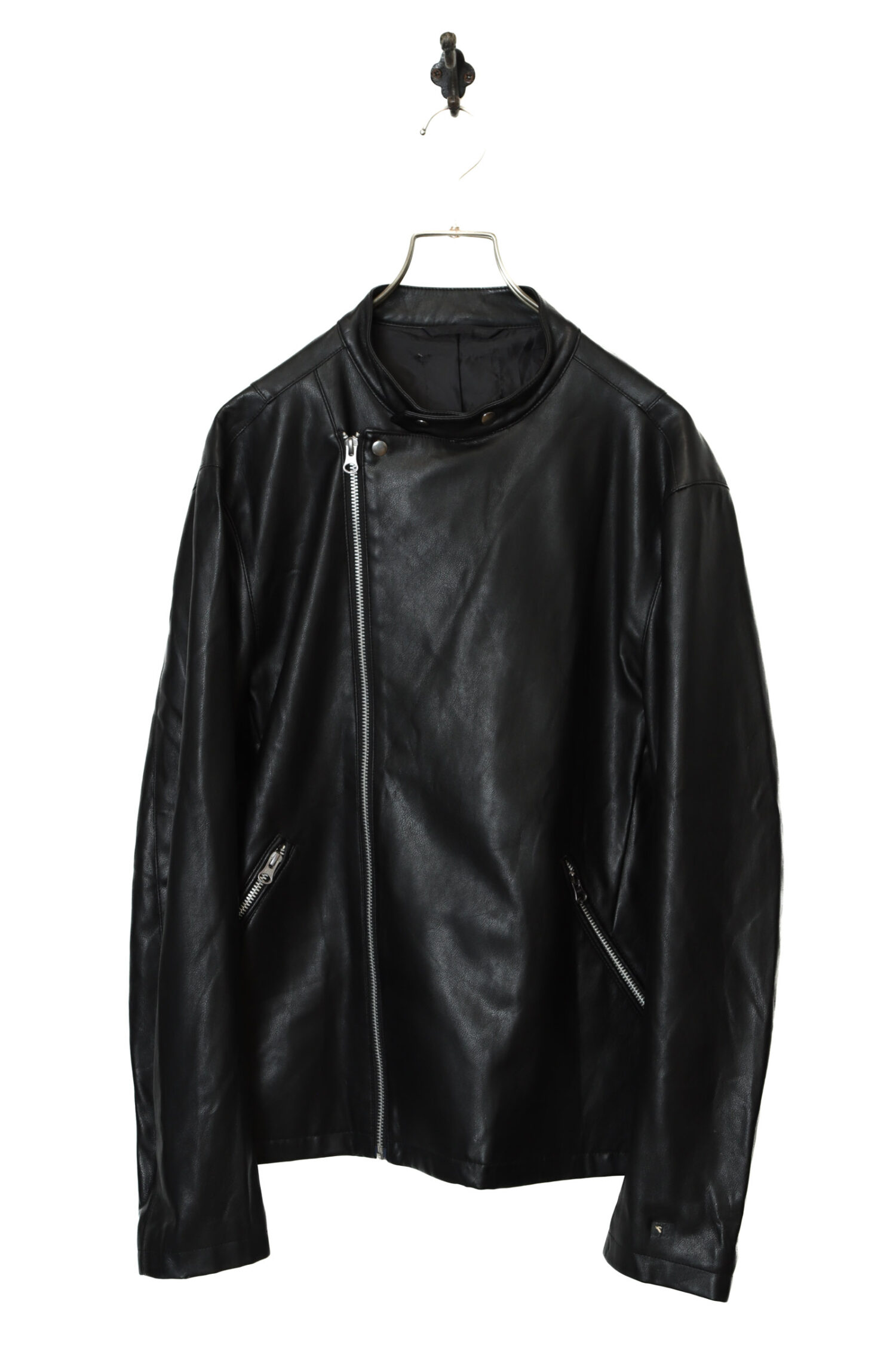 VINTAGE FAKE LEATHER SINGLE RIDERS JACKET/M