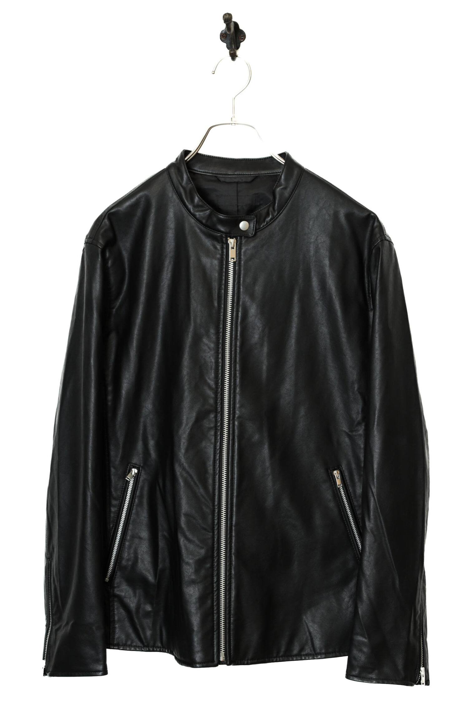 VINTAGE FAKE LEATHER SINGLE RIDERS JACKET/L