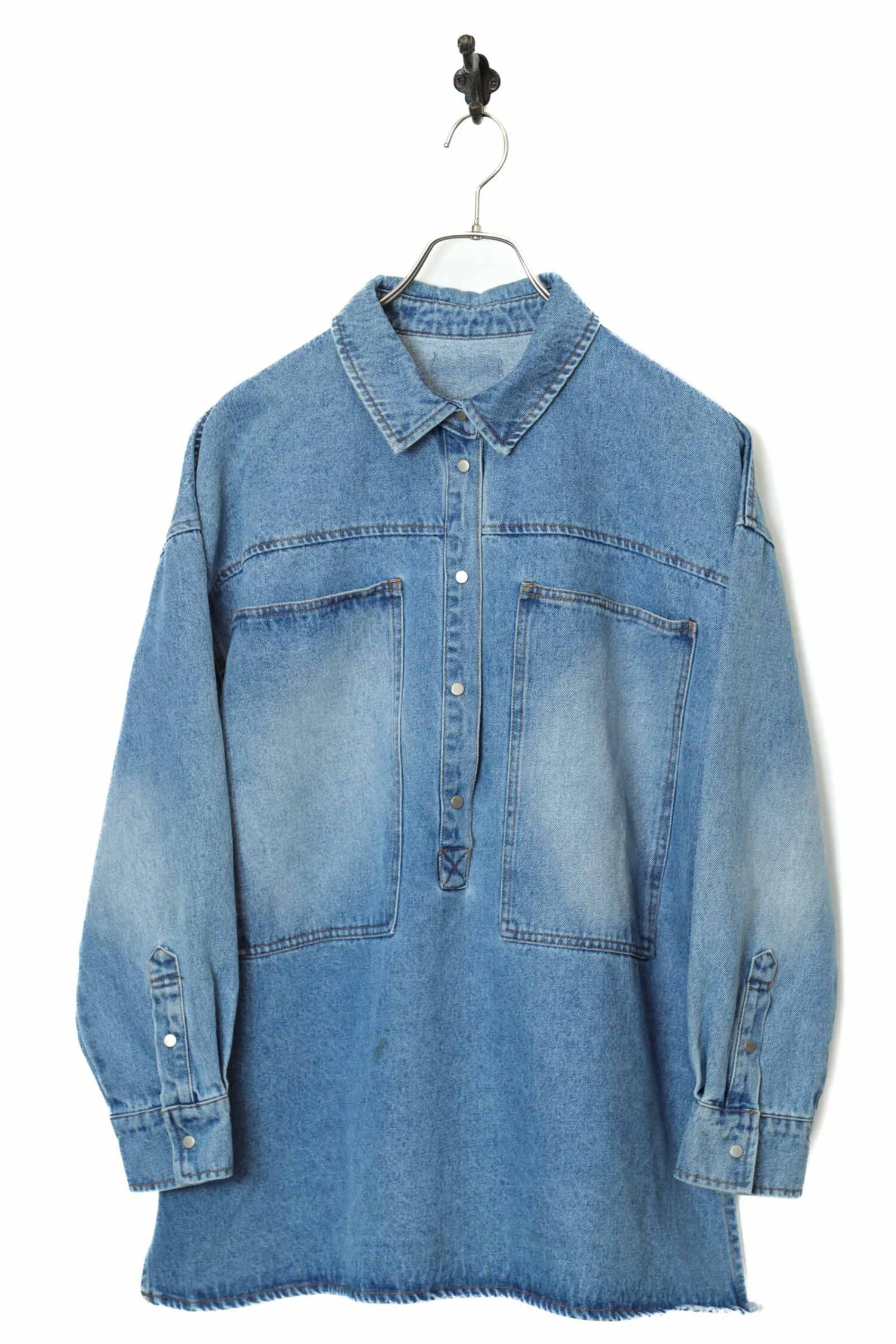 VINTAGE DENIM PULL-OVER SHIRT/L