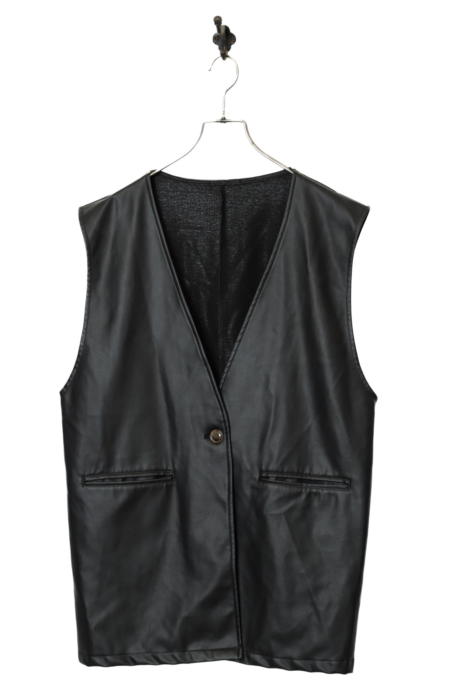 VINTAGE FAKE LEATHER VEST/L
