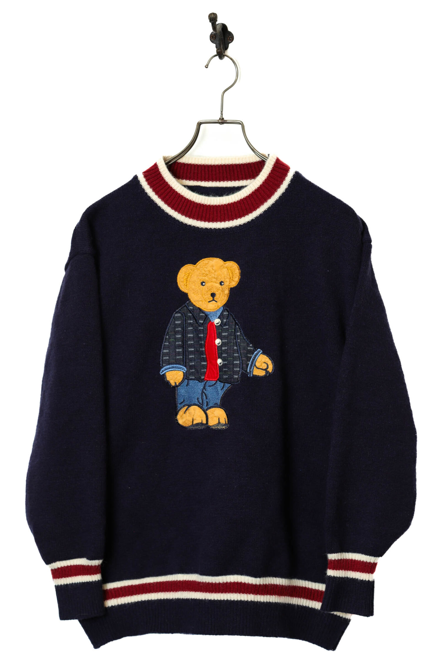 VINTAGE BEAR EMBROIDERY KNITED SWEATER/L