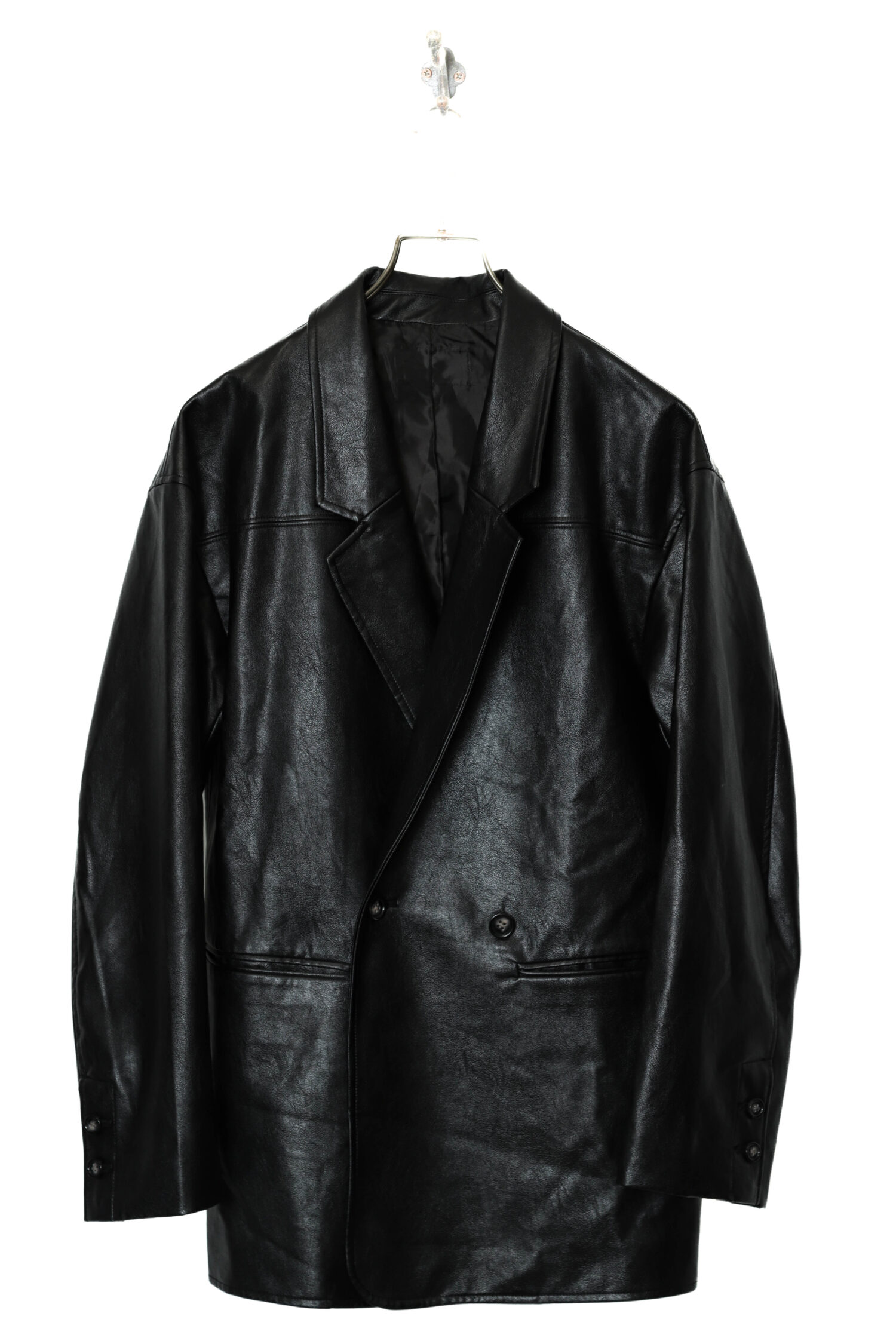 VINTAGE FAKE LEATHER TAILORED JACKET/M