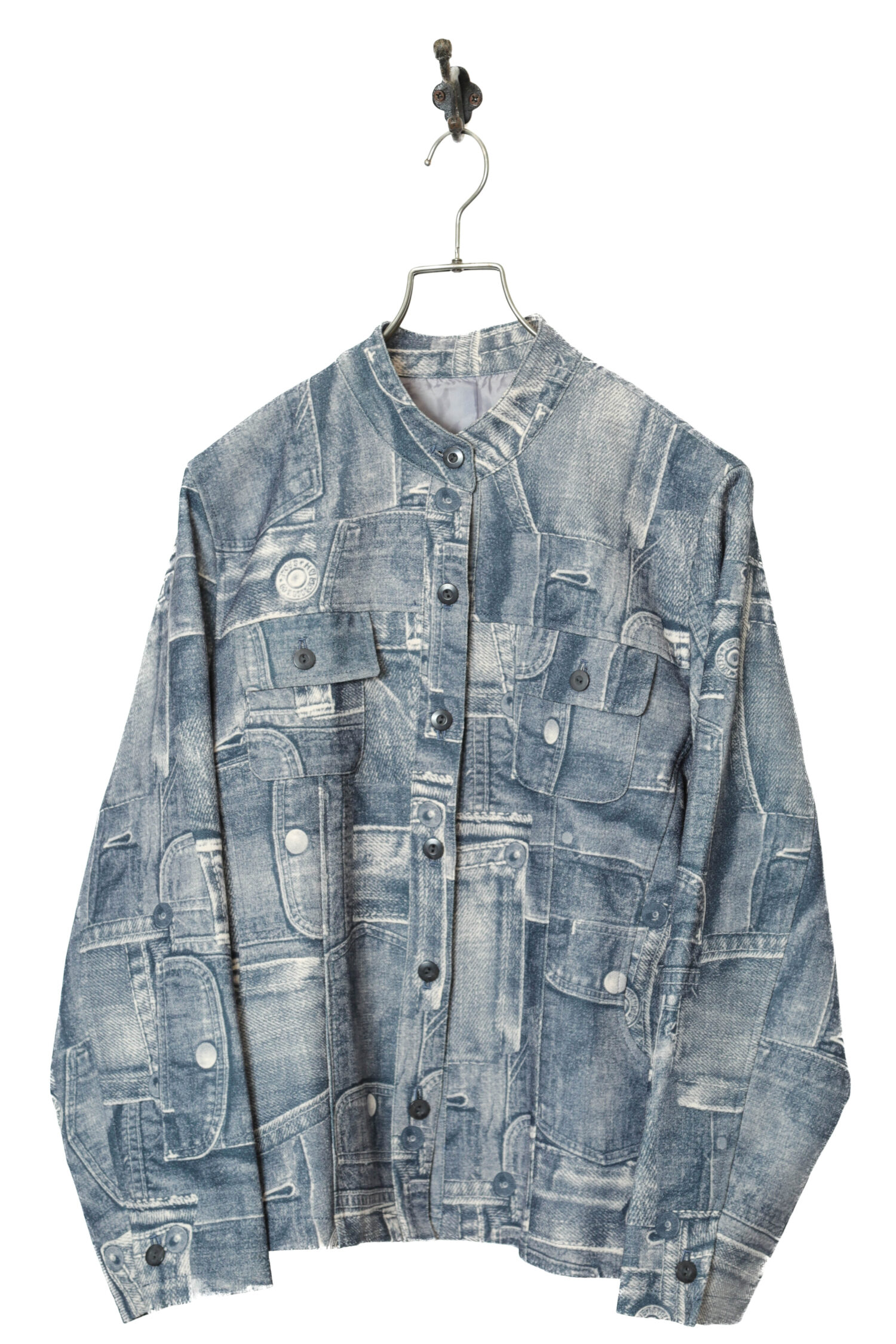 VINTAGE PRINTED STAND COLLAR JACKET/M