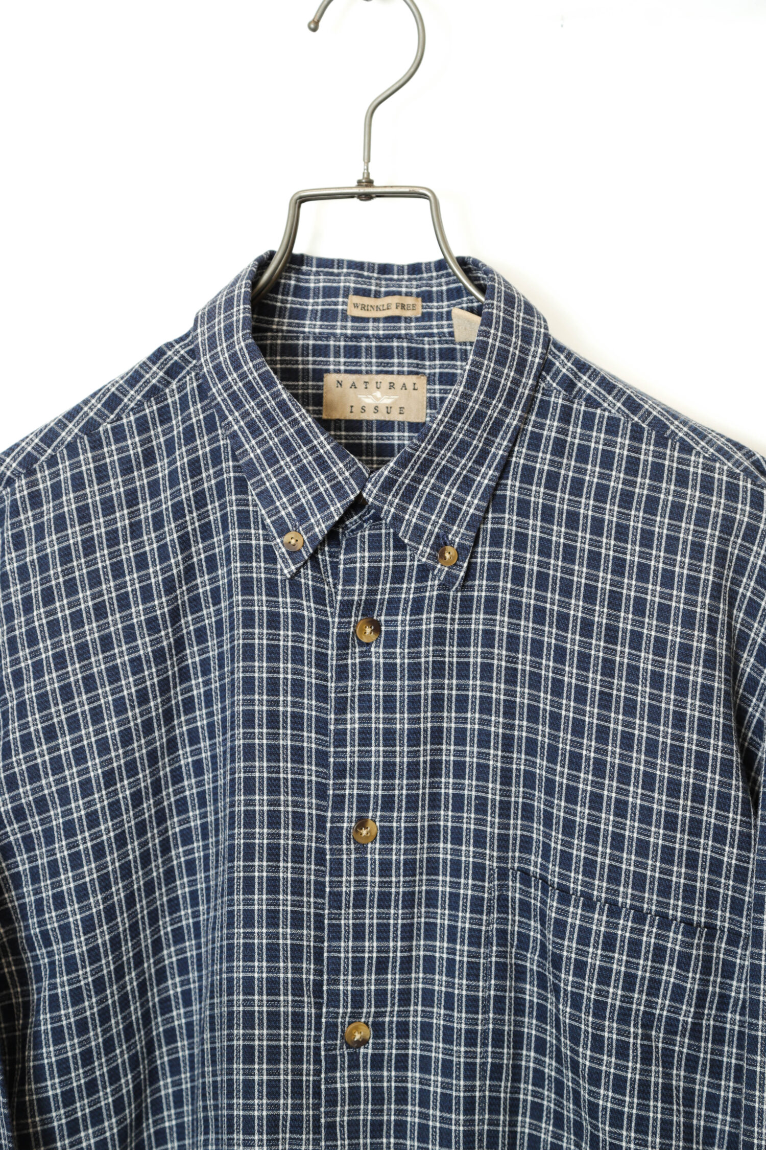 Alternative view of USED NATURAL ISSUE CHECK PATTERN SHIRT/XL