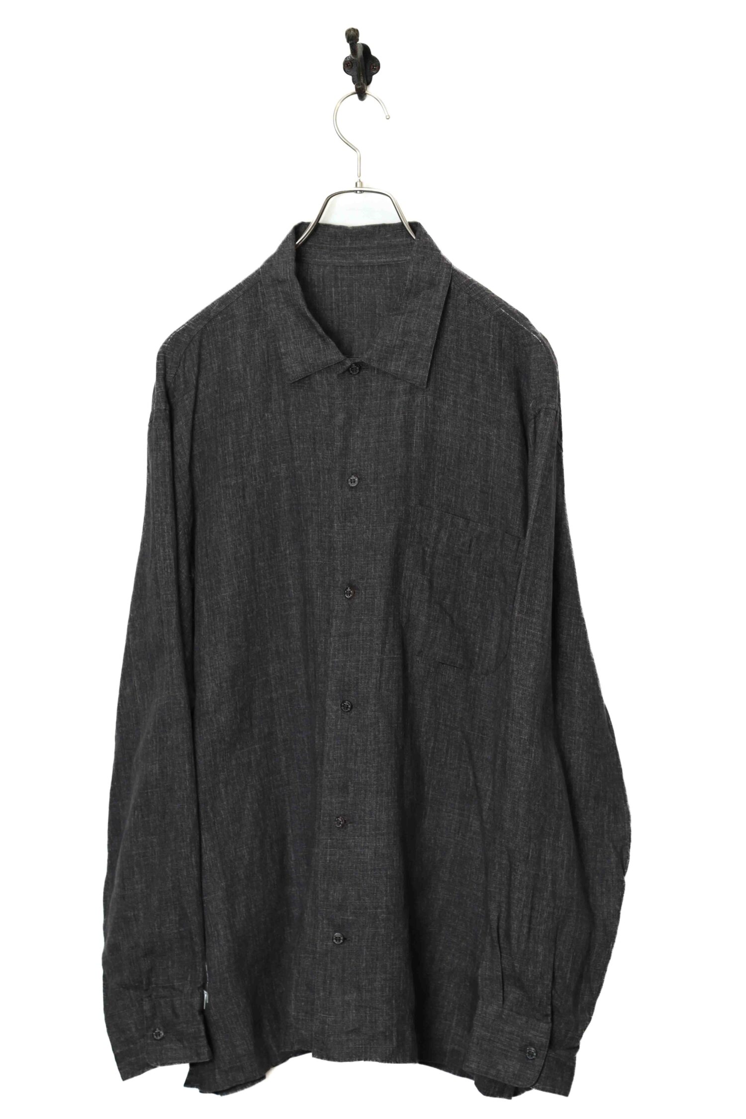 USED LINEN OPEN COLLAR SHIRT/L