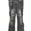 USED DENIM CARGO FLARE PANTS/W82