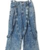 VINTAGE BLEACHED STRAPED DENIM PANTS/W70