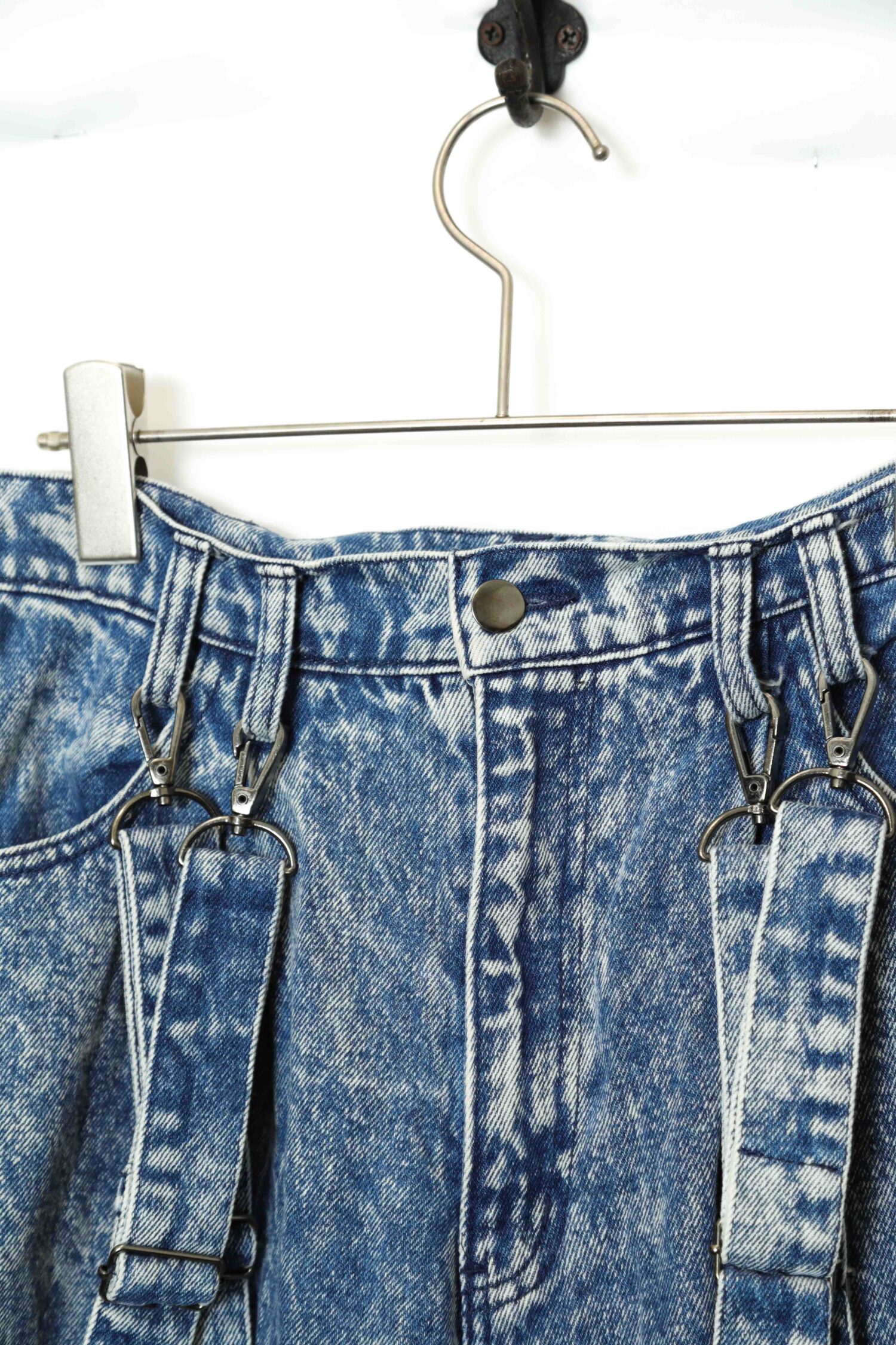 Alternative view of VINTAGE BLEACHED STRAPED DENIM PANTS/W70