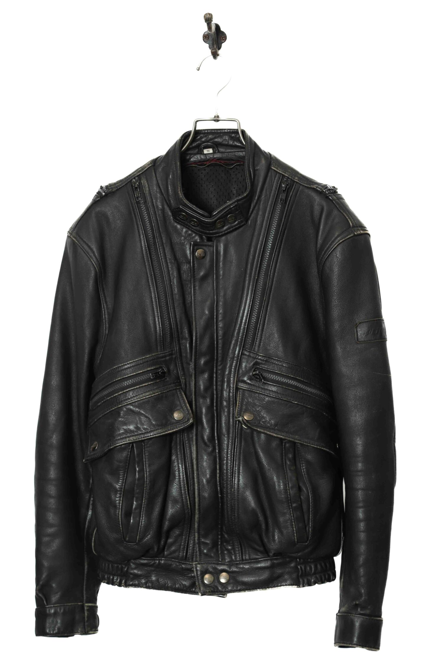 牛革ジャケット 本革 ライダーバイカージャケット ビンテージ・スタイル Real Cow Leather Rider Biker Jacket Vintage Style232444 VINTAGE COW LEATHER BIKERS JACKET/M | 古着屋FERANTRACING【公式