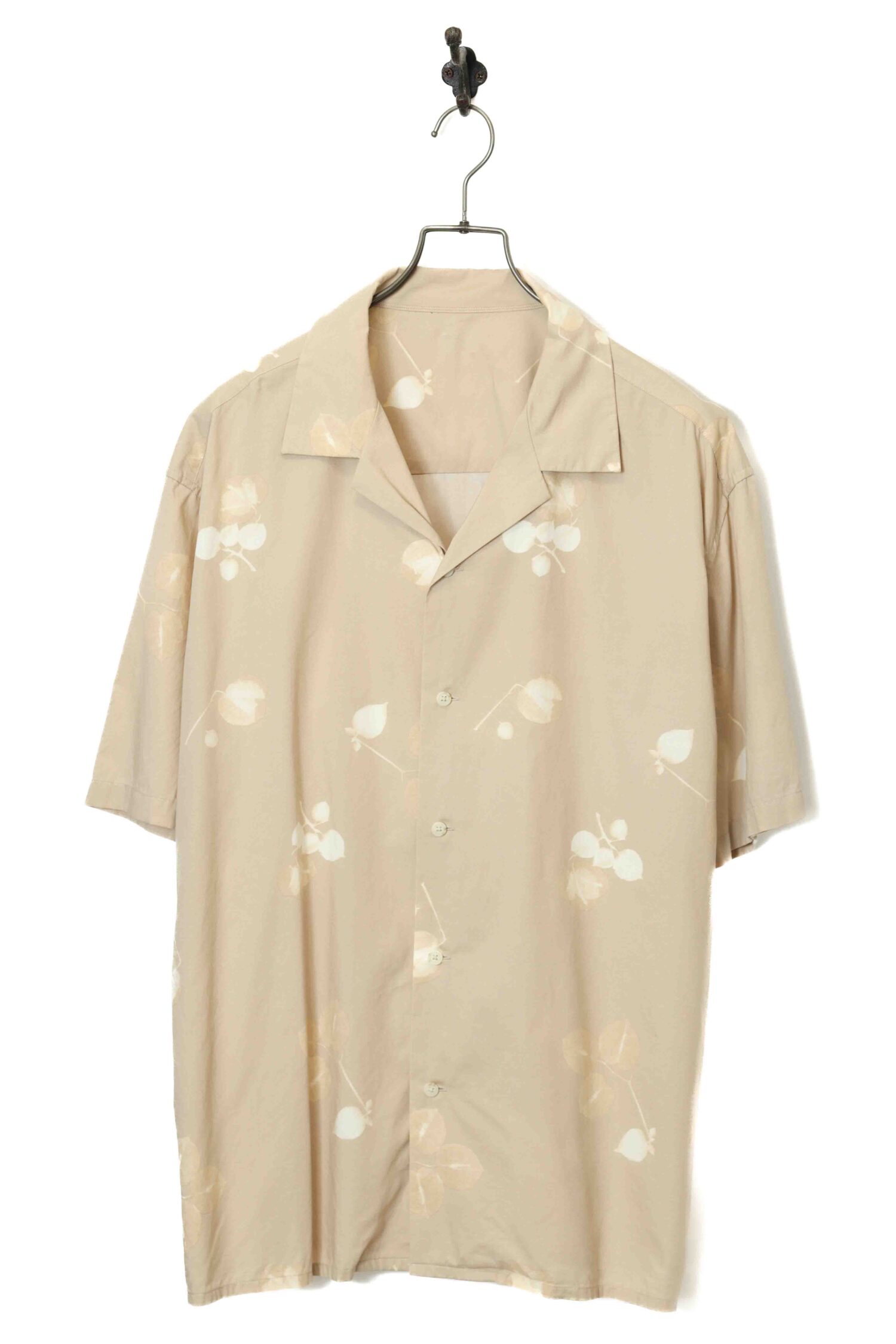 VINTAGE PRINTED OPEN COLLAR SHIRT/L