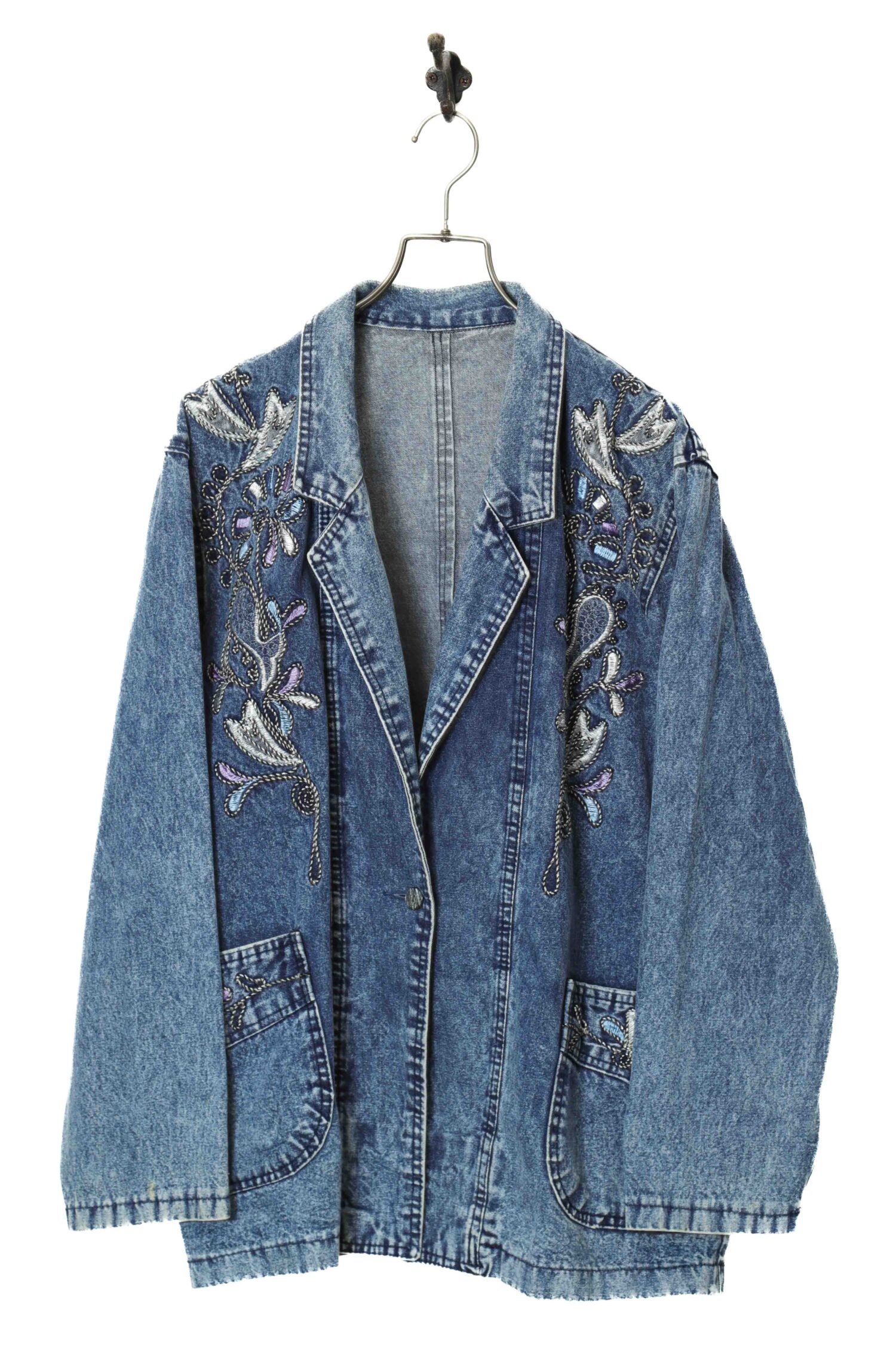 VINTAGE EMBROIDERY DENIM JACKET/L