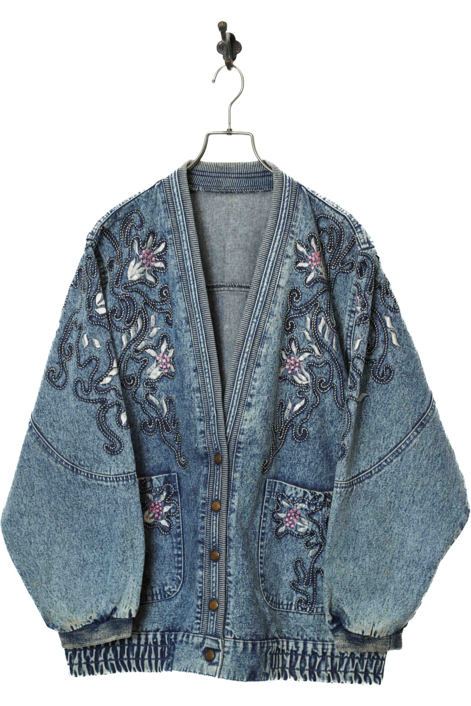 VINTAGE EMBROIDERY COVERALL DENIM JACKET/XL