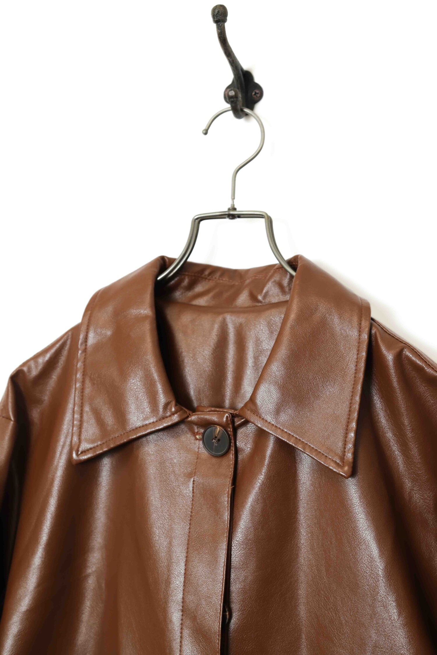 Alternative view of VINTAGE FAKE LEATHER LONG COAT/XL