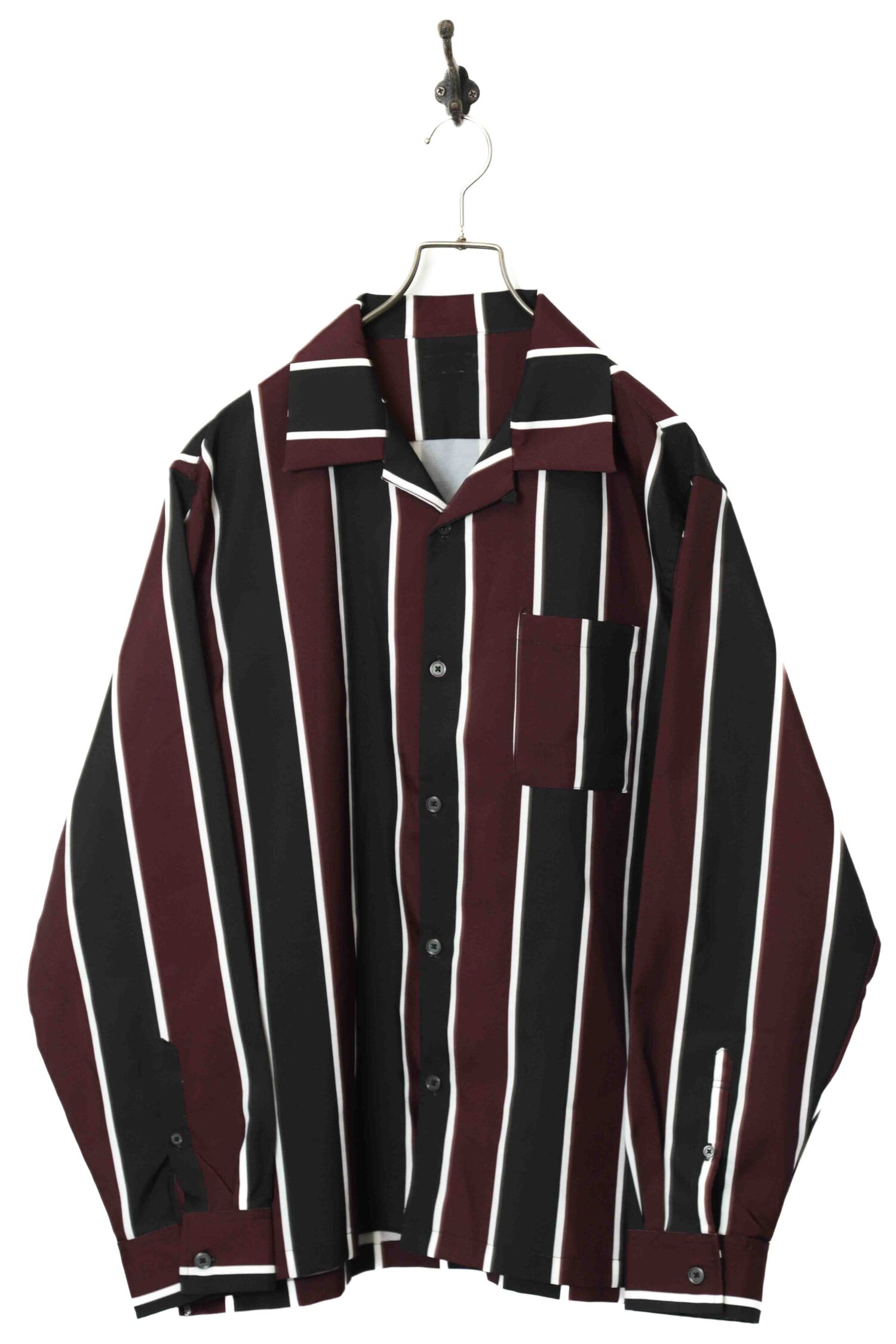 VINTAGE OPEN COLLAR STRIPED SHIRT/XL