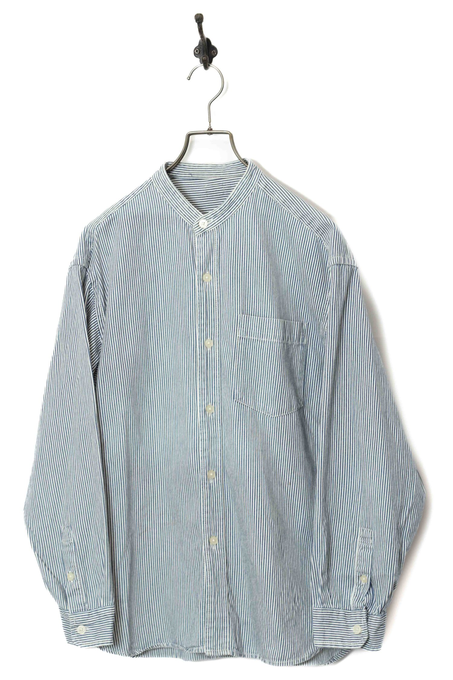 VINTAGE STRIPED STAND COLLAR SHIRT/M