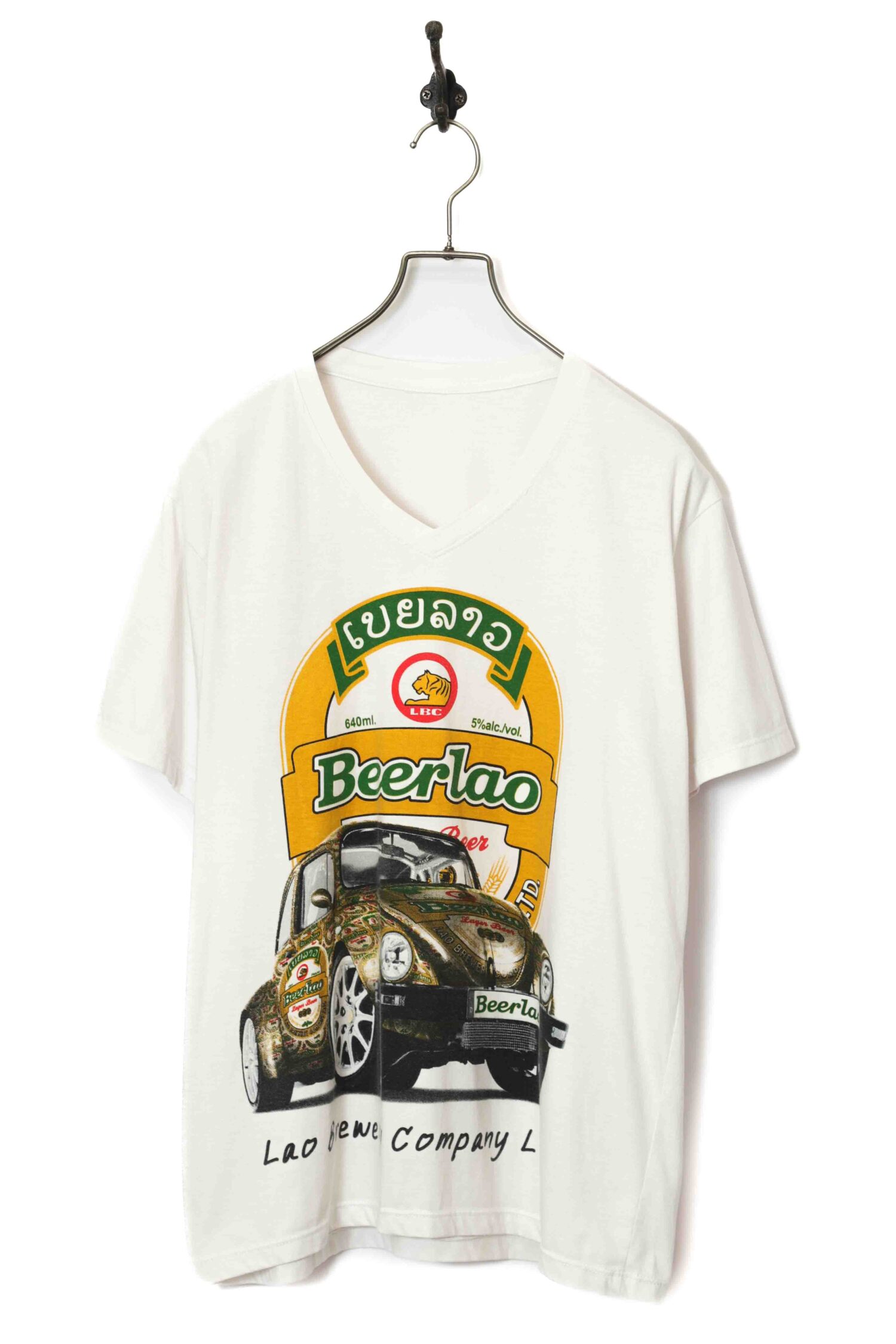VINTAGE PRINTED V-NECK T-SHIRT/L