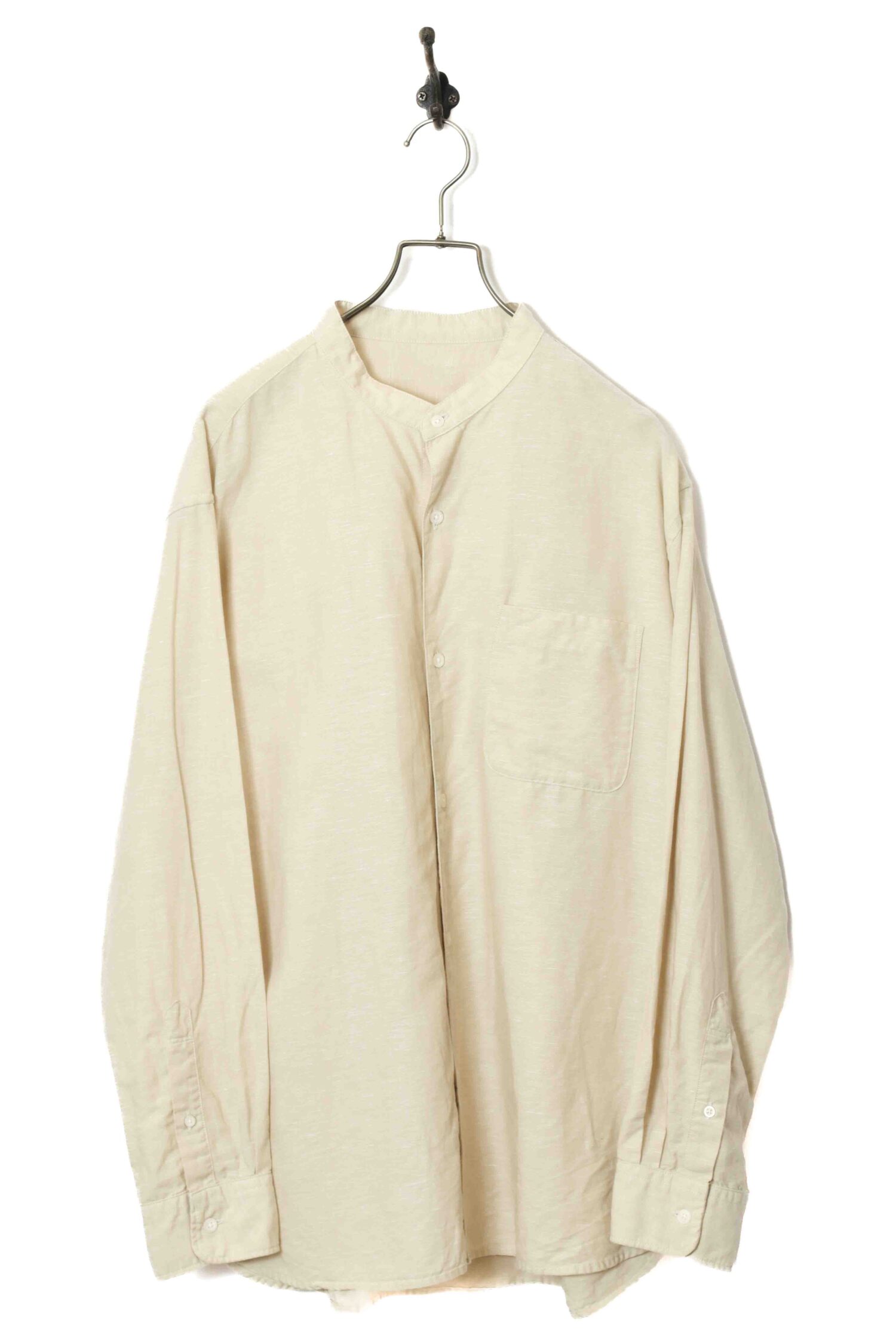 VINTAGE LINEN STAND COLLAR SHIRT/XL