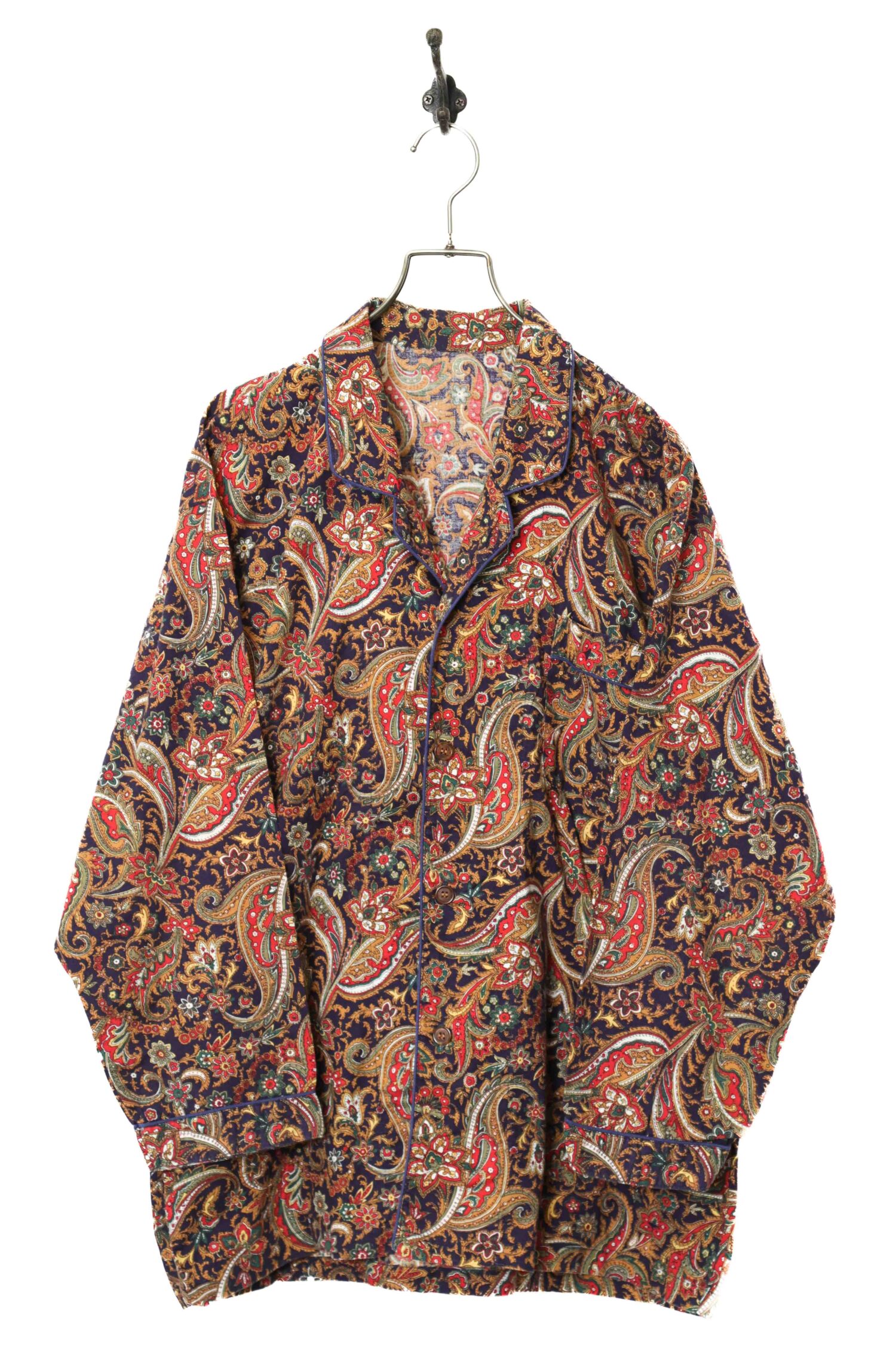 VINTAGE PRINTED OPEN COLLAR SHIRT/XL