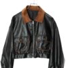 VINTAGE SHORT FAKE LEATHER JACKET/L