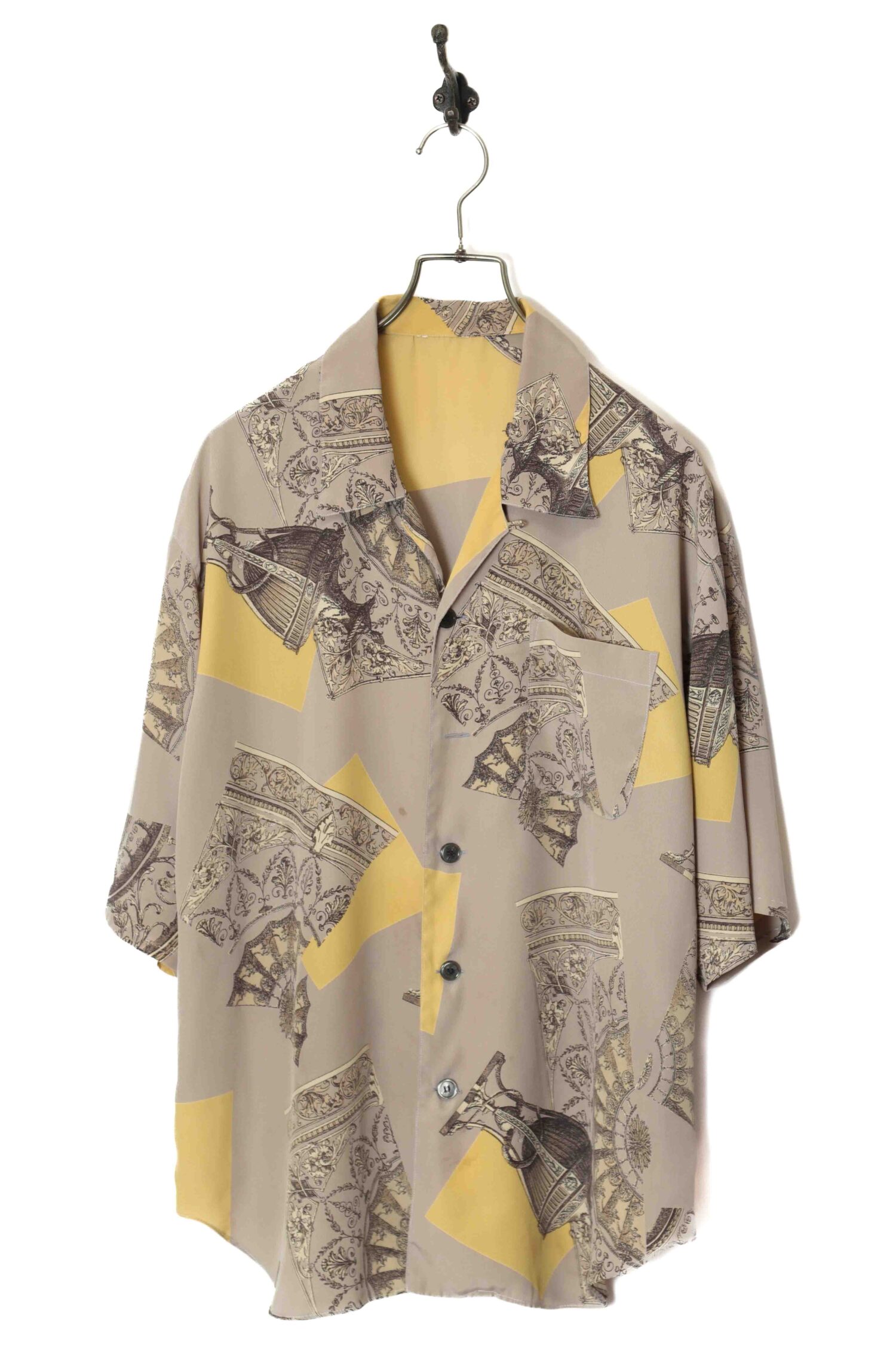 VINTAGE PRINTED OPEN COLLAR SHIRT/XL