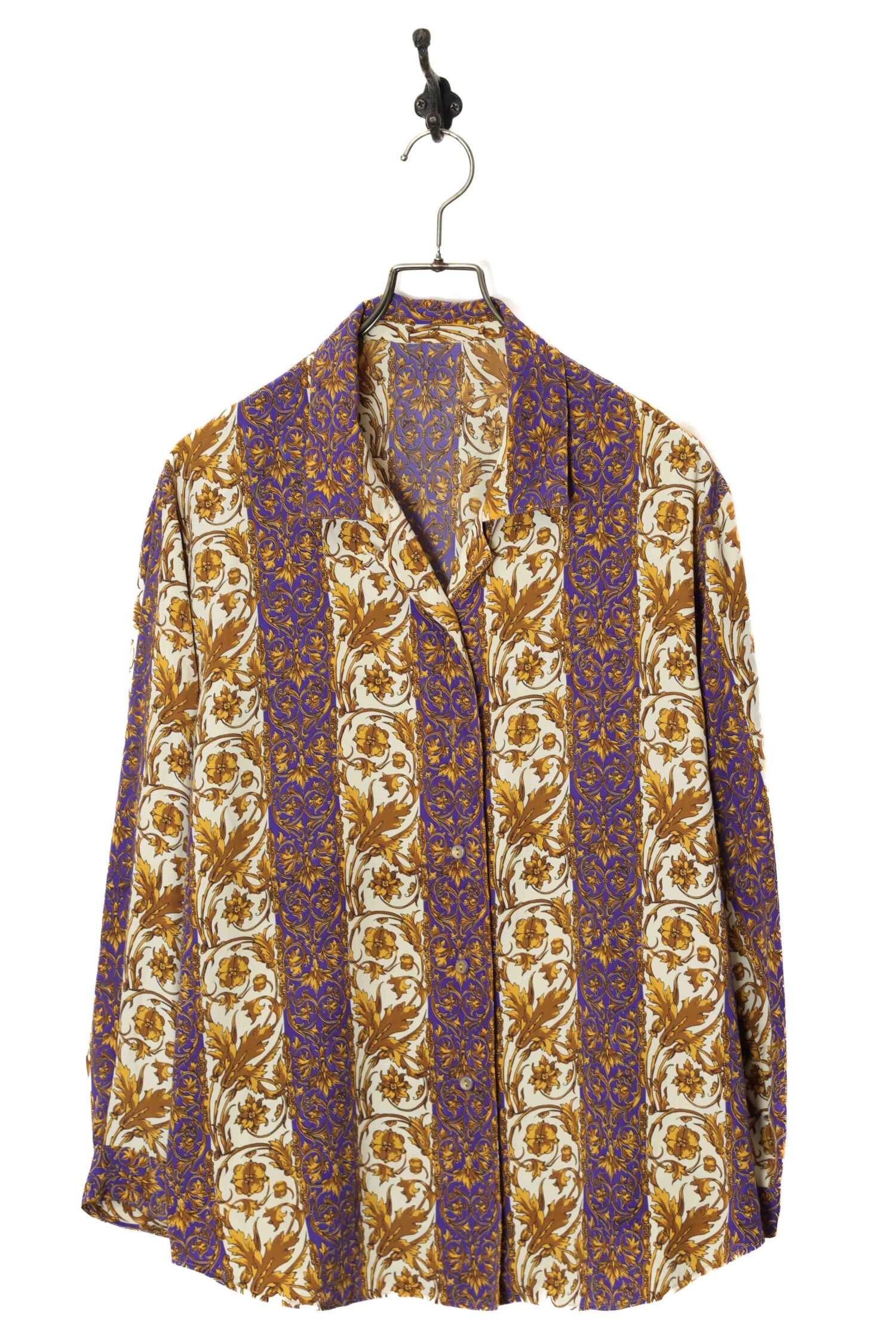 VINTAGE PRINTED OPEN COLLAR SHIRT/M