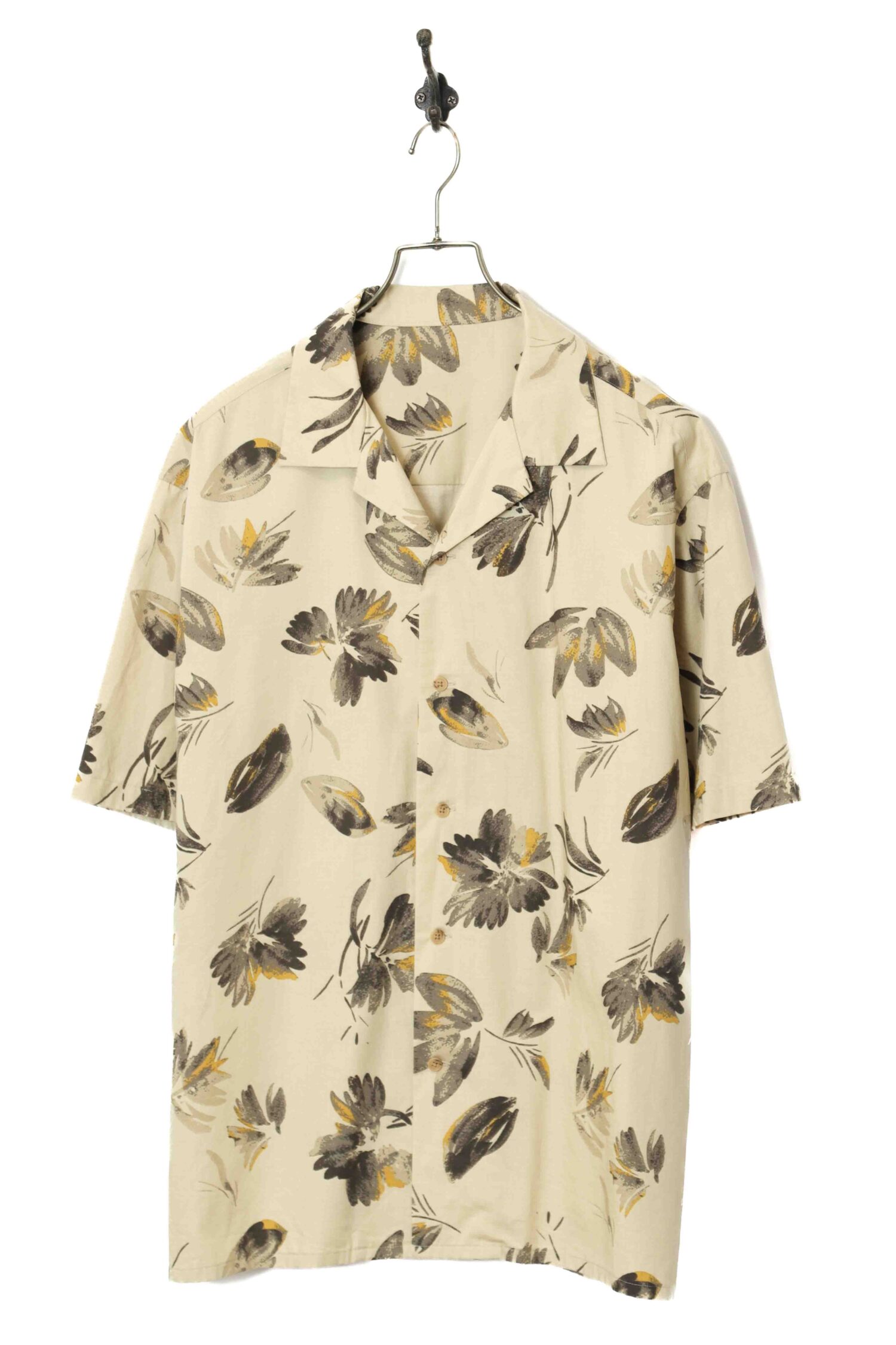 VINTAGE PRINTED OPEN COLLAR SHIRT/XL