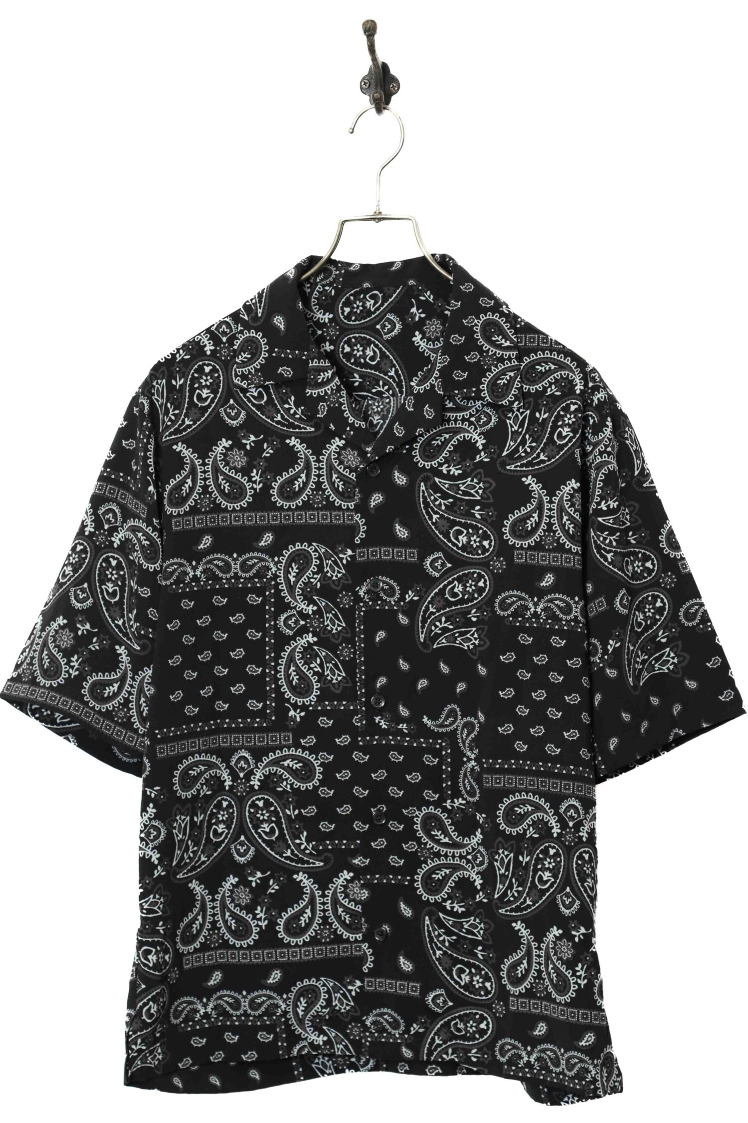 VINTAGE PRINTED OPEN COLLAR SHIRT/M