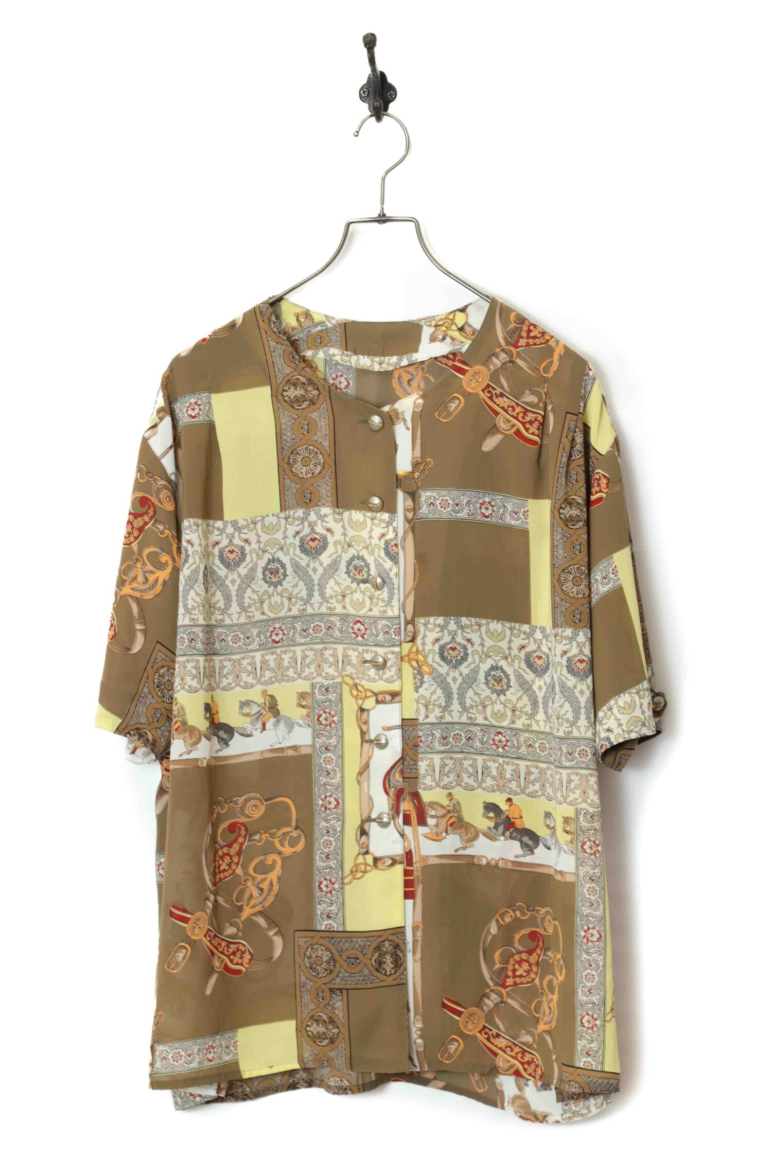 VINTAGE PRINTED NO COLLAR SHIRT/XL