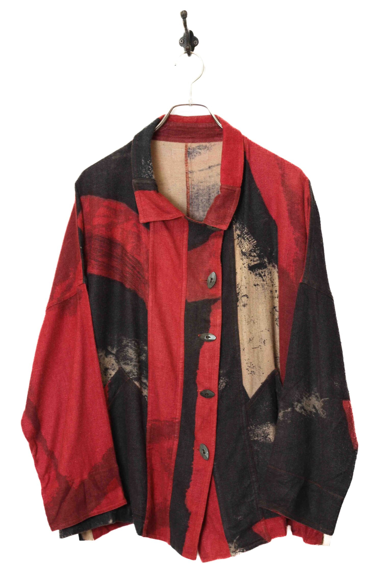 VINTAGE PRINTED LINEN SHIRT JACKET/XL
