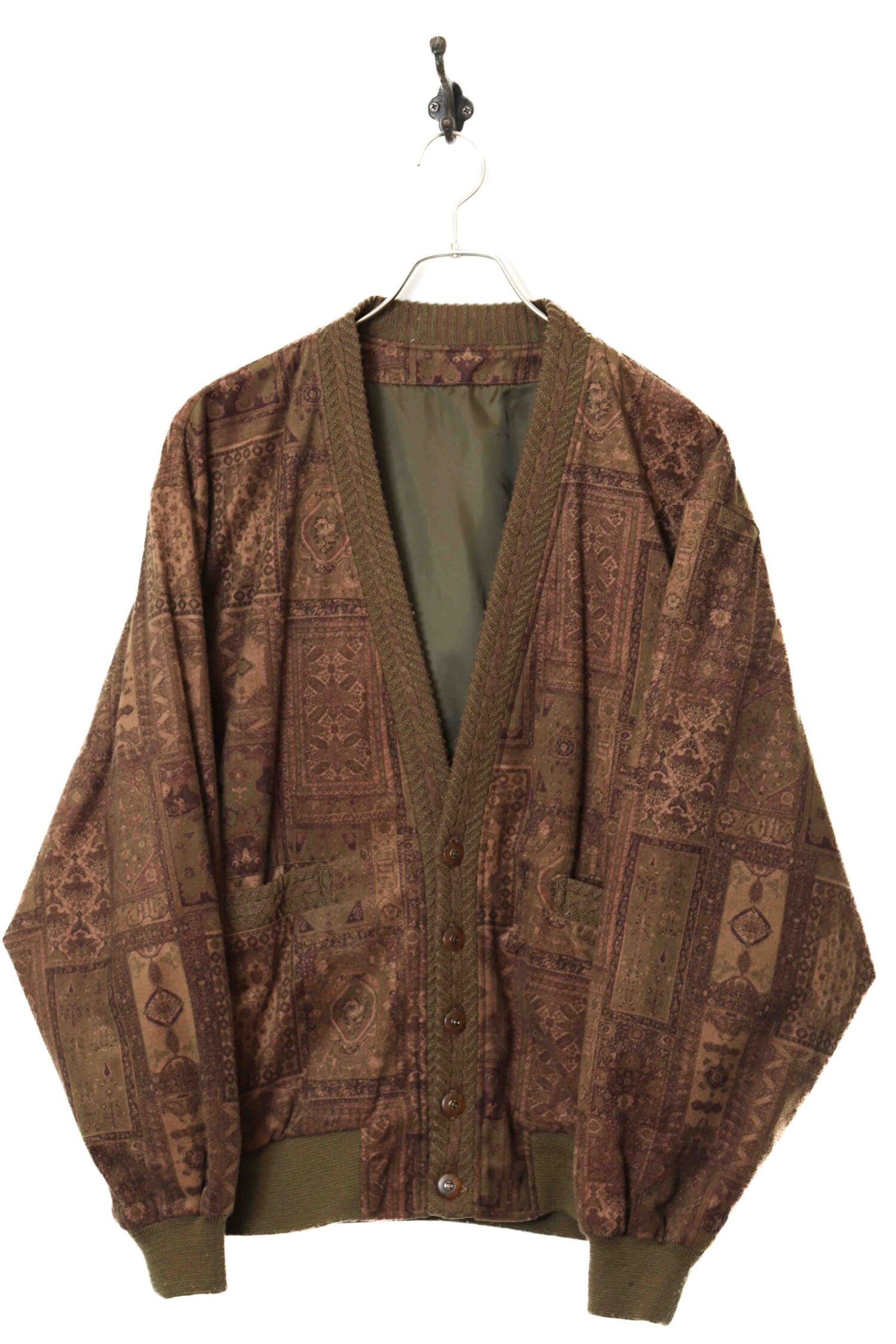 VINTAGE NO COLLAR PRINTED JACKET/L