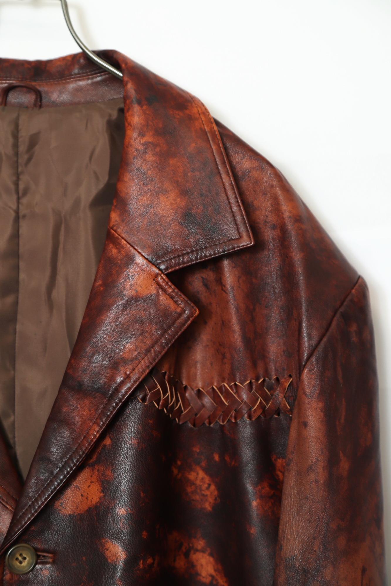 VINTAGE PRINTED LEATHER TAILORED JACKET/XL - 画像 (3)