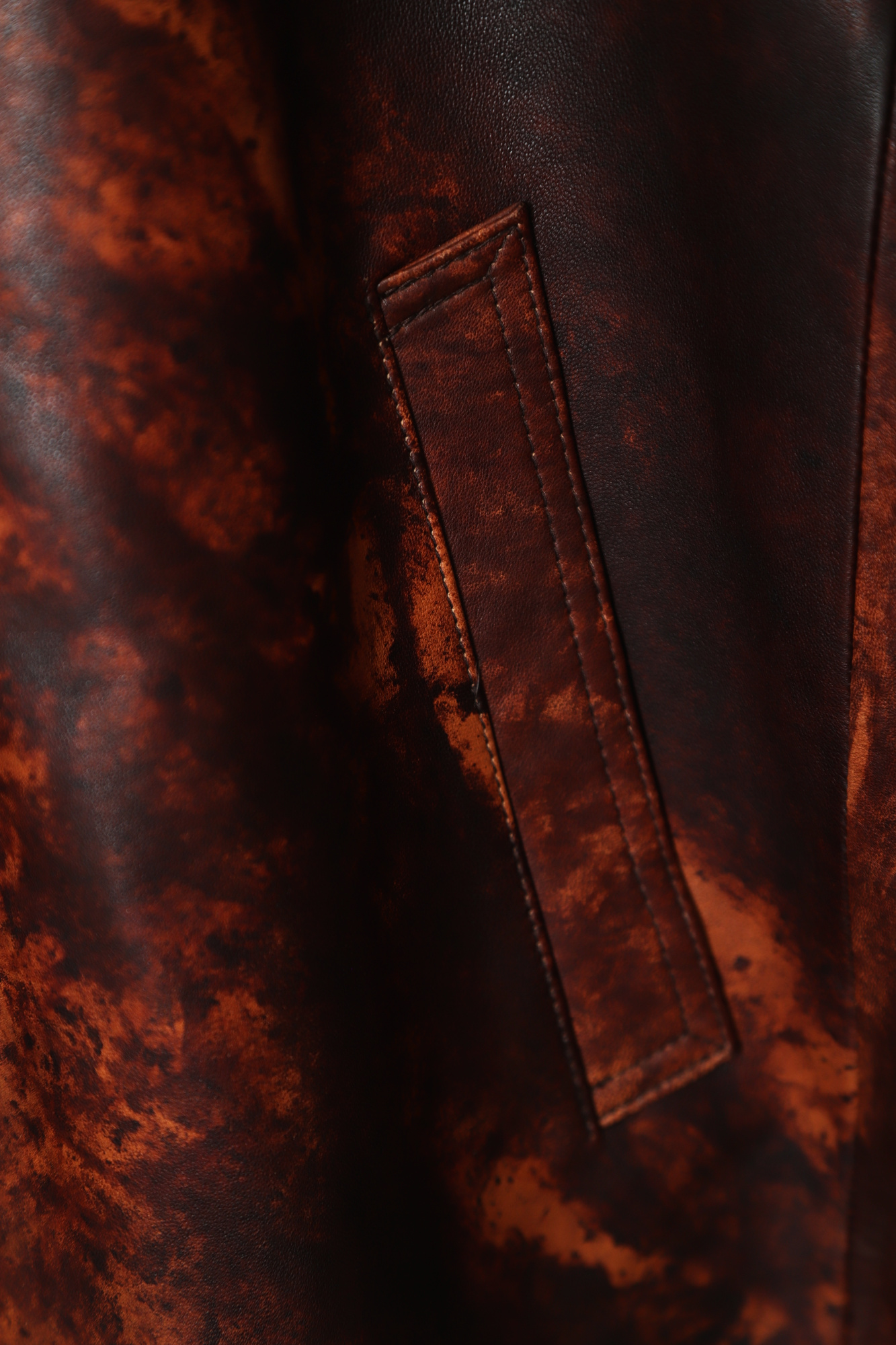 VINTAGE PRINTED LEATHER TAILORED JACKET/XL - 画像 (4)