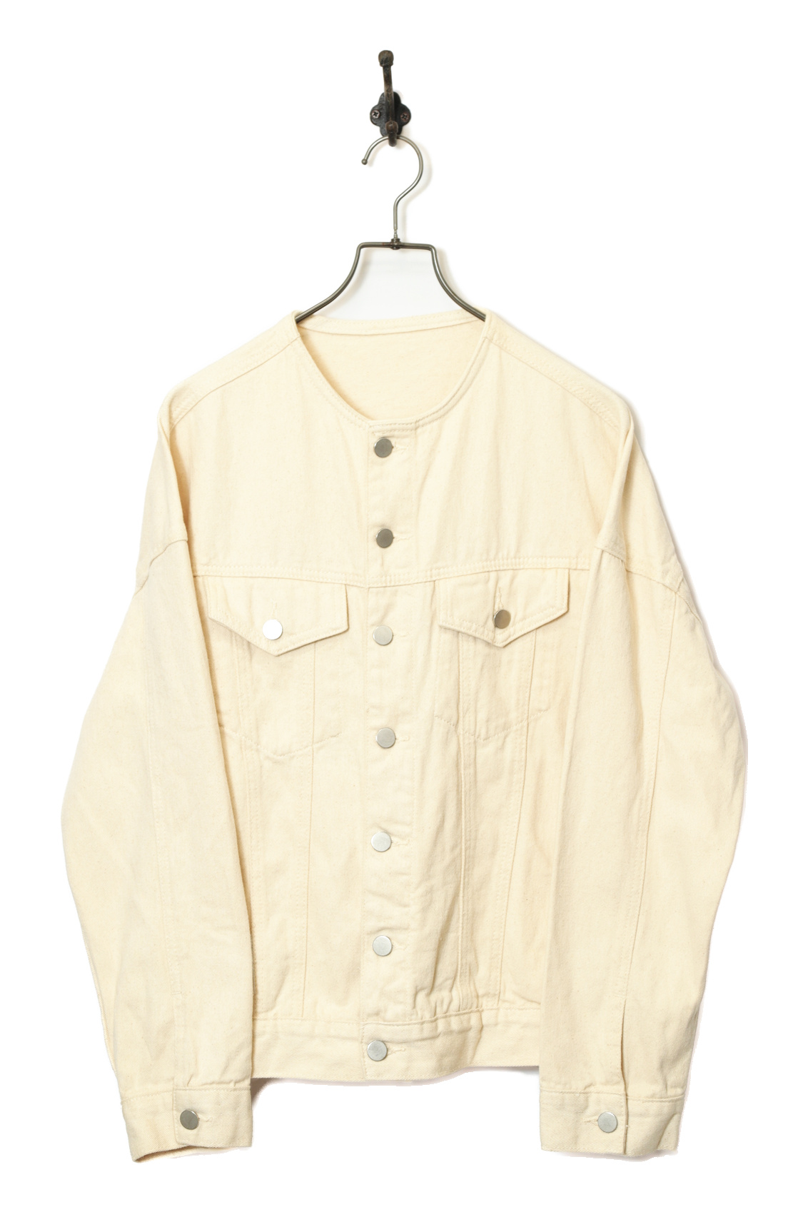 VINTAGE COTTON NO COLLAR DENIM JACKET/L