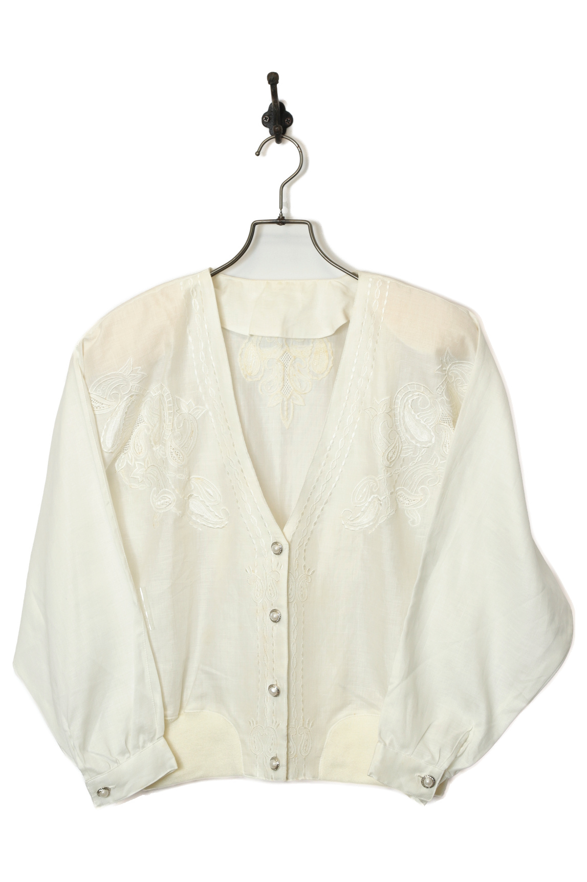 VINTAGE NO COLLAR SHORT BOMBER JACKET/L
