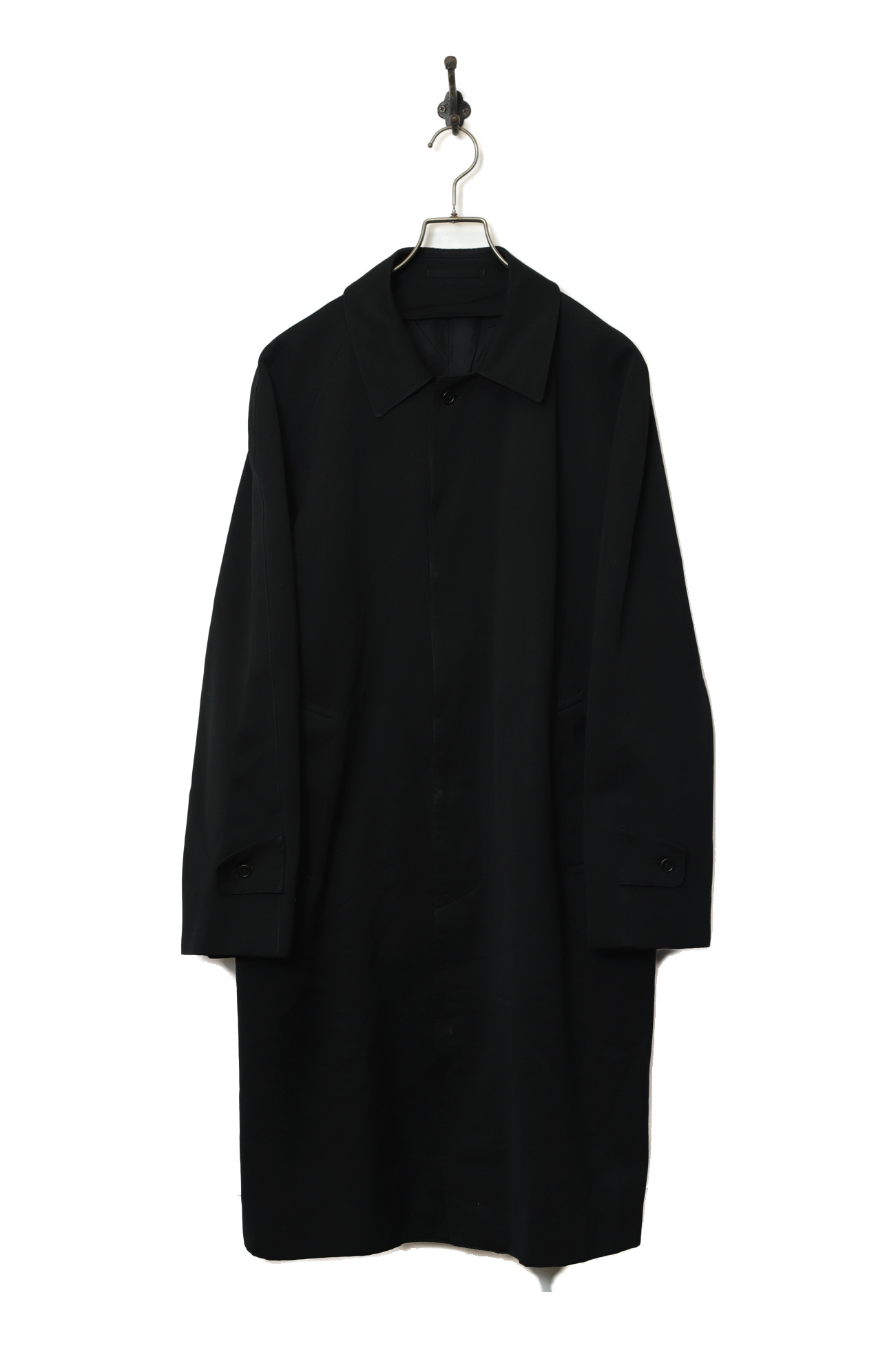 USED BLACK STAND COLLAR COAT/L