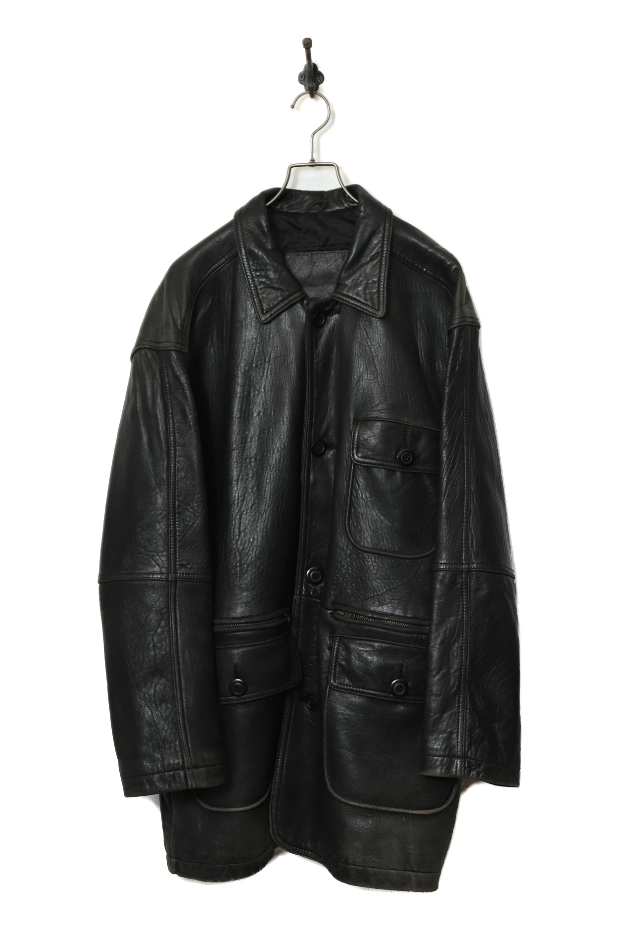 VINTAGE COVERALL LEATHER JACKET/XL