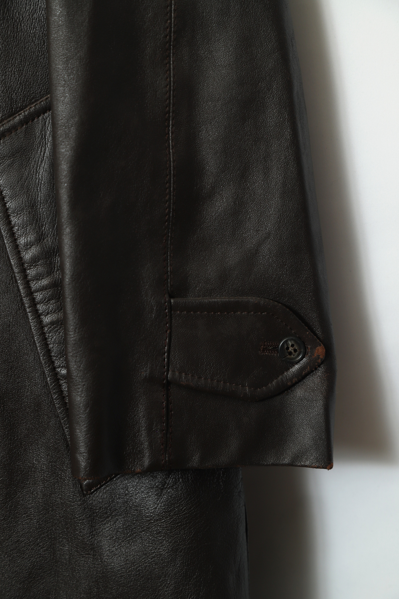 VINTAGE LEATHER CONVERTIBLE COLLAR COAT/L - 画像 (3)